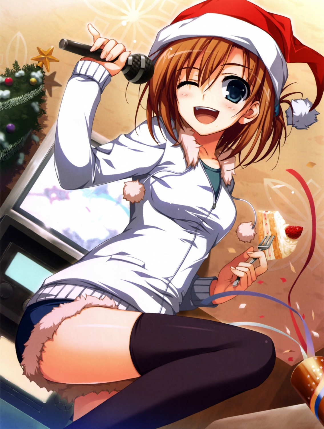 christmas, harada_taiko, kimi_to_issho_ni, thighhighs, tomose_shunsaku