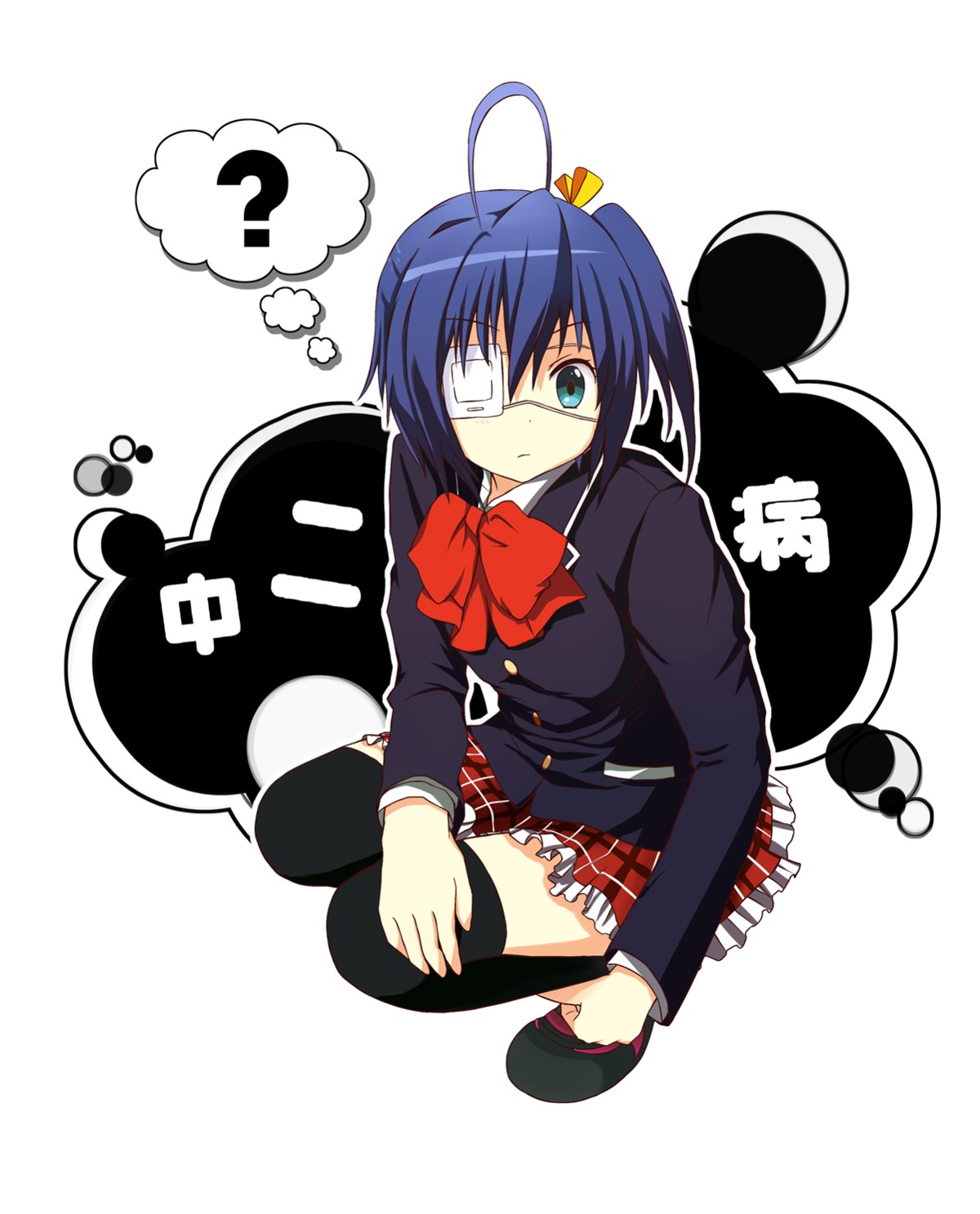 chuunibyou_demo_koi_ga_shitai!, eyepatch, kimikimi, seifuku, takanashi_rikka, thighhighs