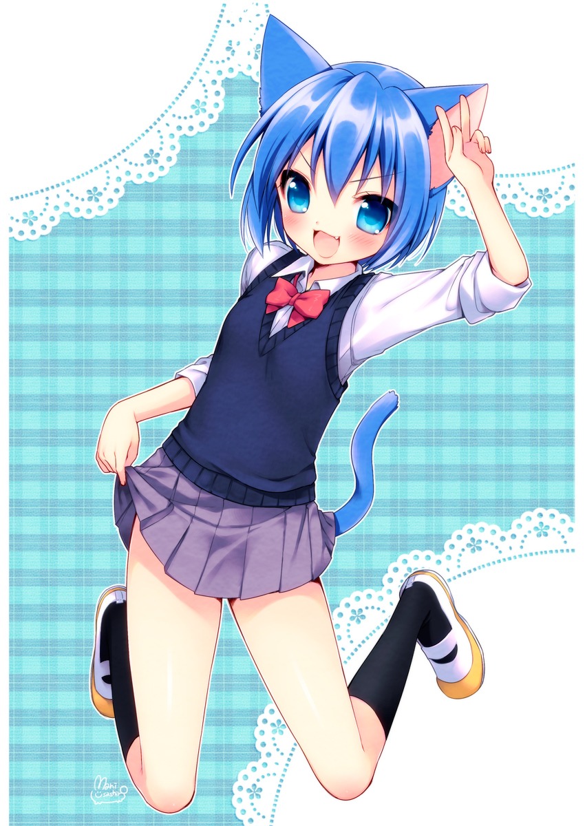 animal_ears, nekomimi, onka, seifuku, tail, usashiro_mani