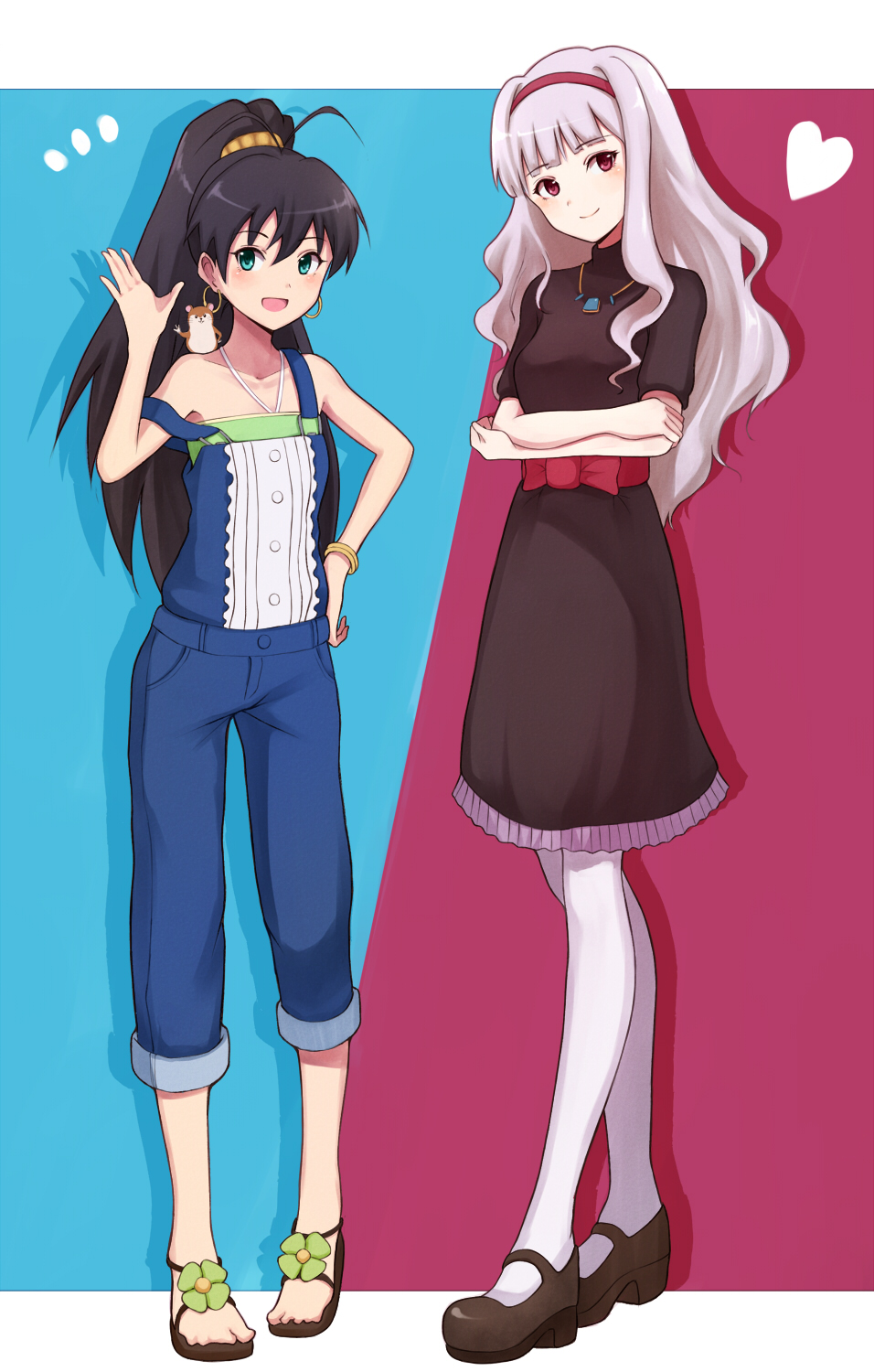 ganaha_hibiki, pantyhose, shijou_takane, the_idolm@ster, wawa
