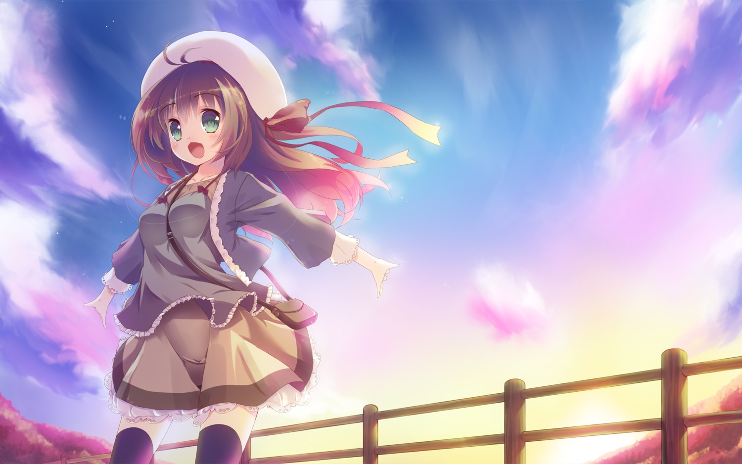hirose_madoka, thighhighs, wallpaper