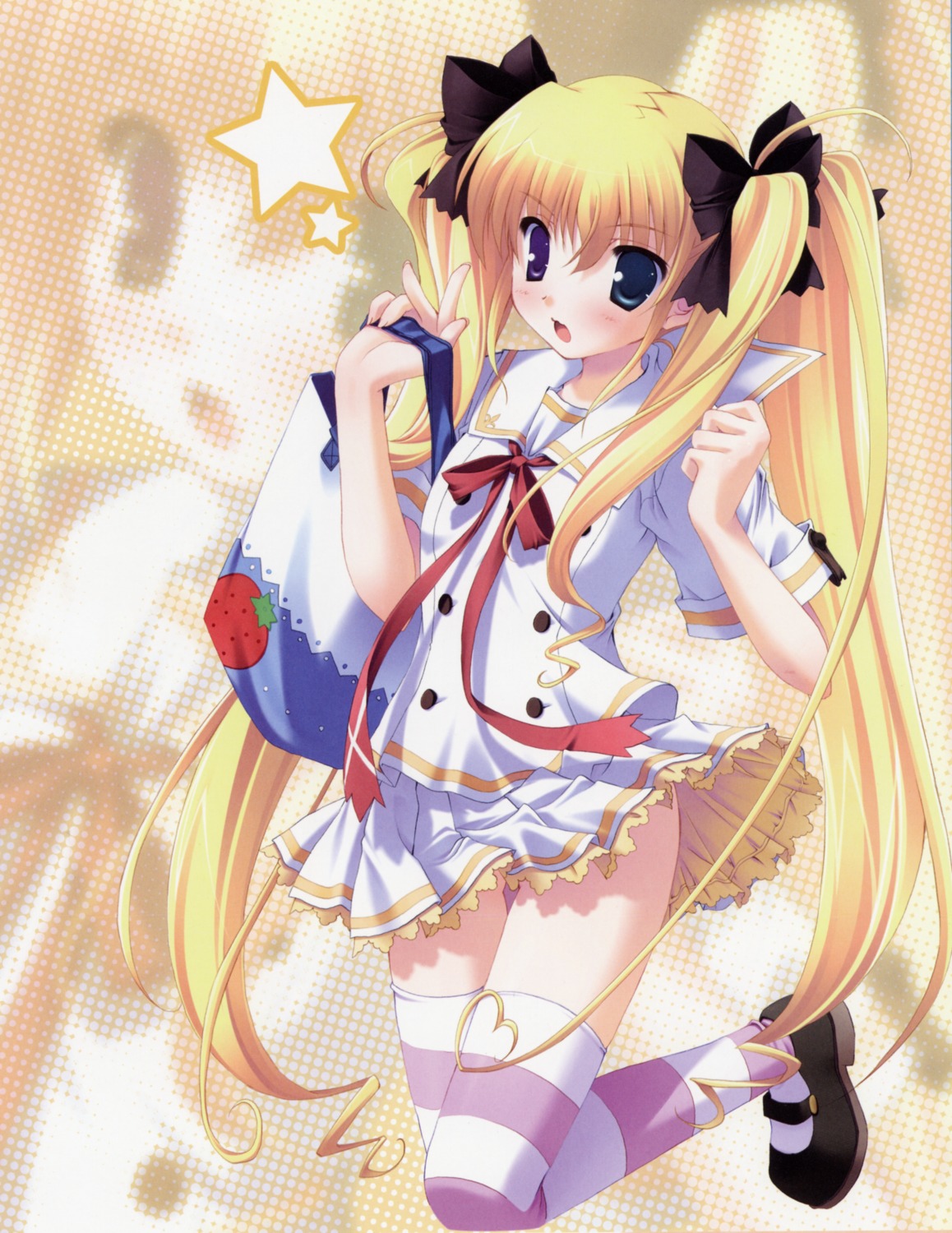heterochromia, hoshiful, hoshikawa_ruka, ikegami_akane, seifuku, thighhighs
