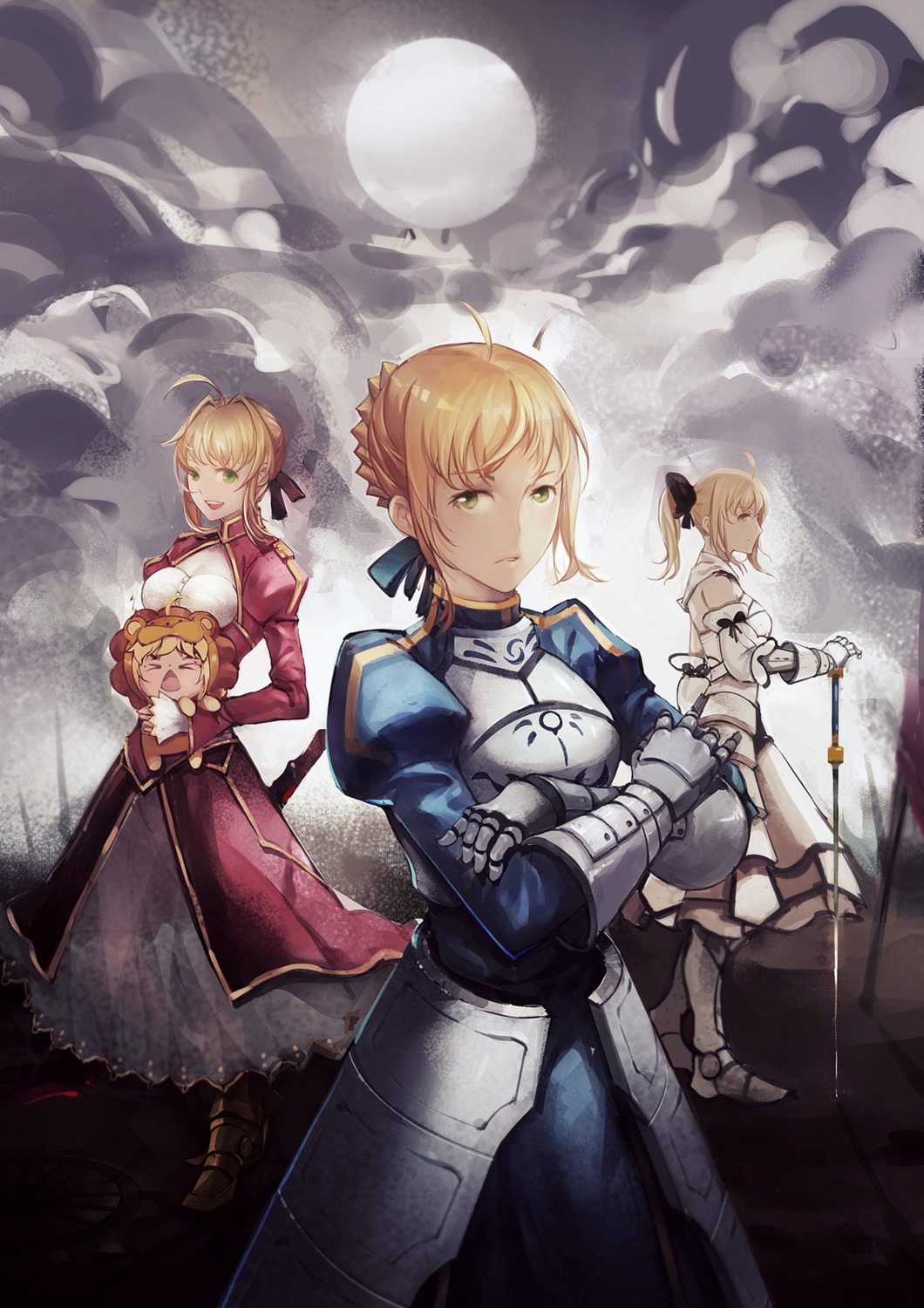 a3, armor, artoria_pendragon_(fate), fate/extra, fate/stay_night, fate/unlimited_codes, nero_claudius_(fate), sword