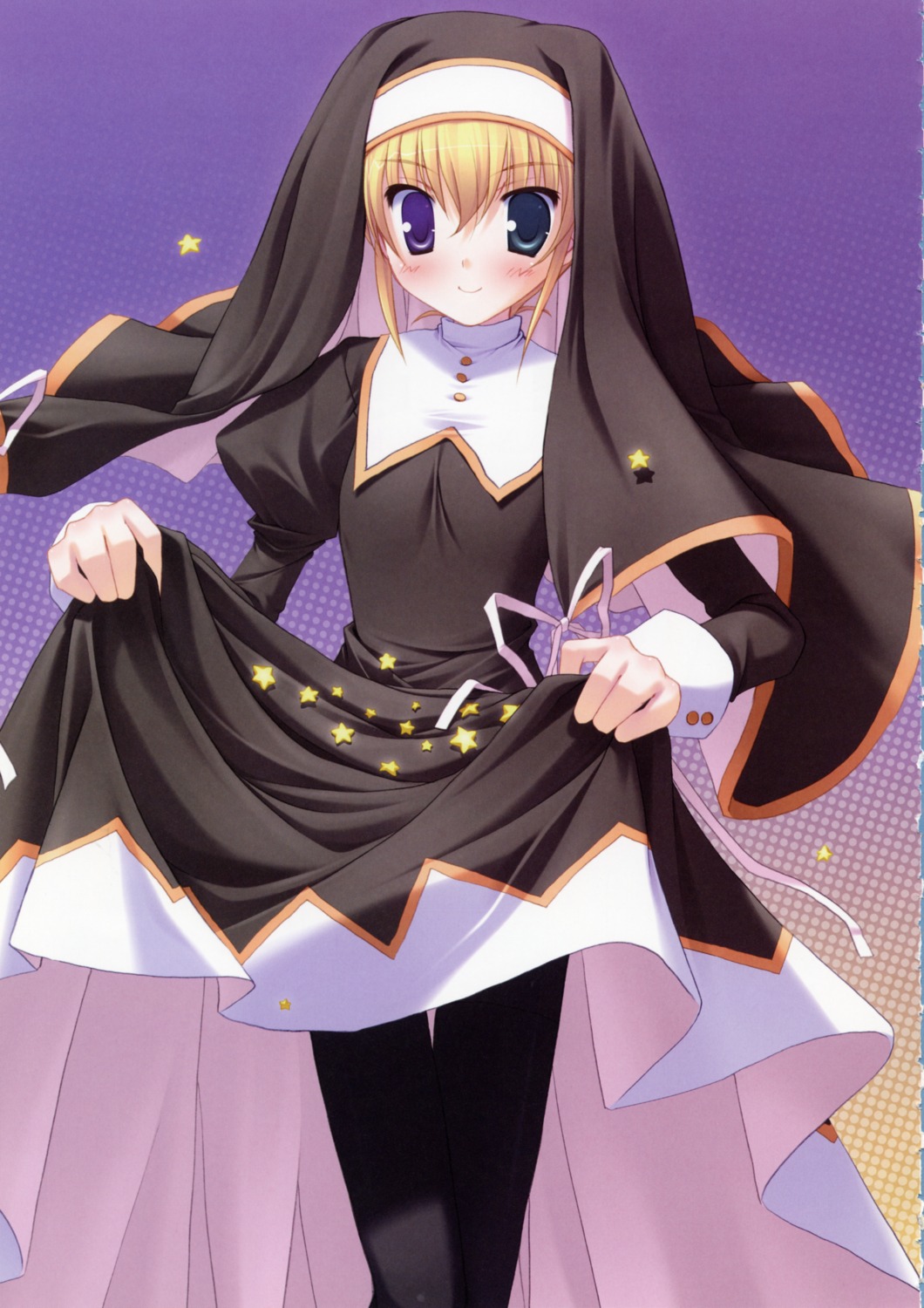 hoshiful, hoshikawa_ruka, ikegami_akane, nun, pantyhose, skirt_lift