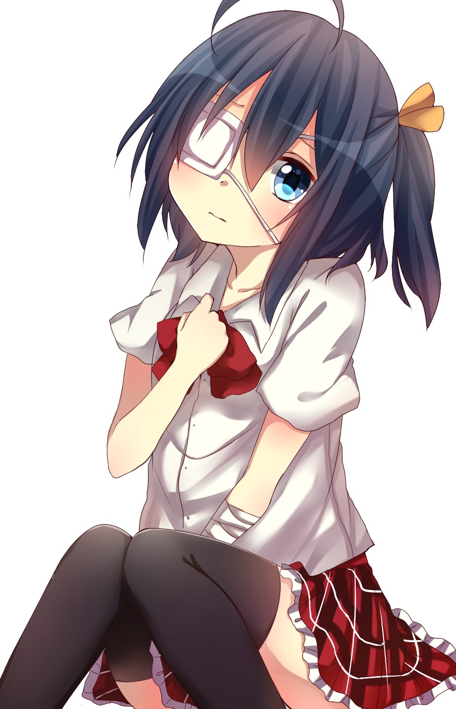 chuunibyou_demo_koi_ga_shitai!, eyepatch, seifuku, takanashi_rikka, thighhighs, yamasuta