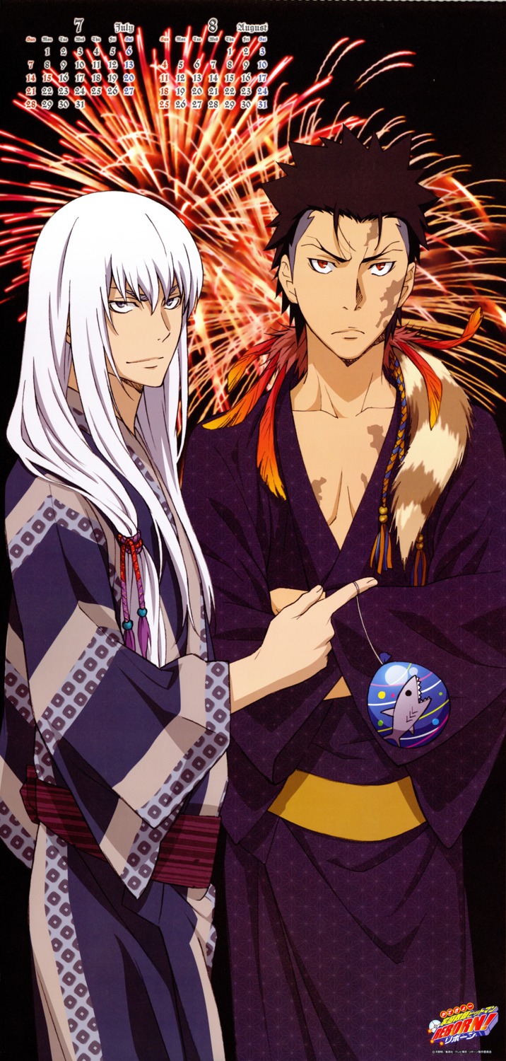 calendar, katekyo_hitman_reborn!, kimono, male, superbi_squalo, xanxus