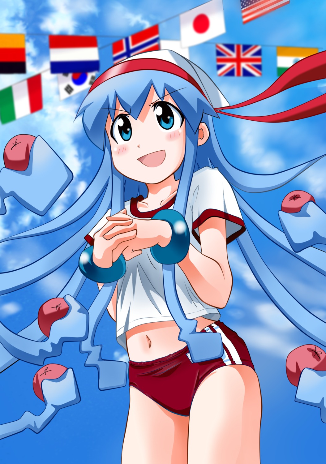 buruma, gym_uniform, ikamusume, rokushaku_neko, shinryaku!_ikamusume