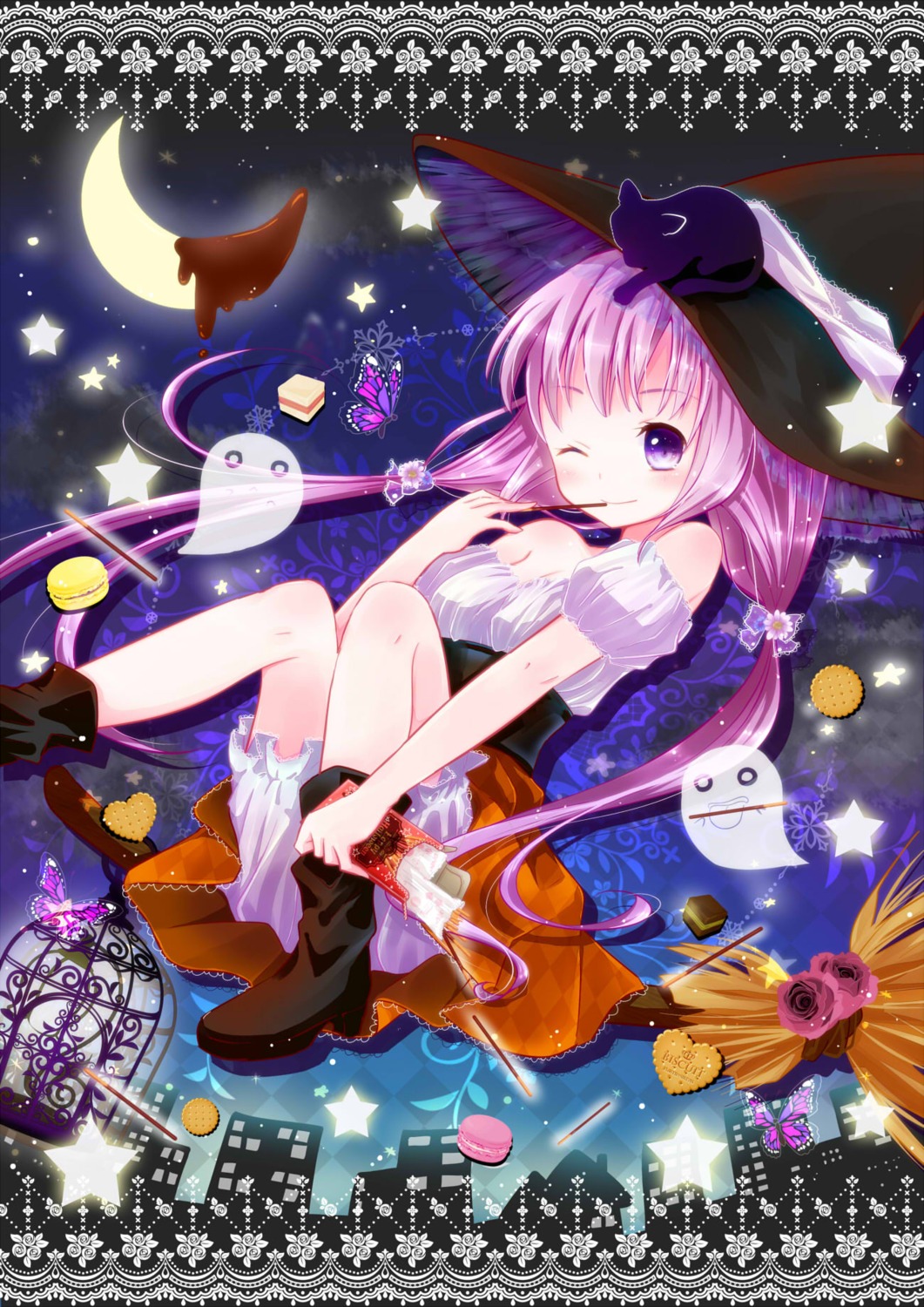 bloomers, halloween, murasaki, neko, witch