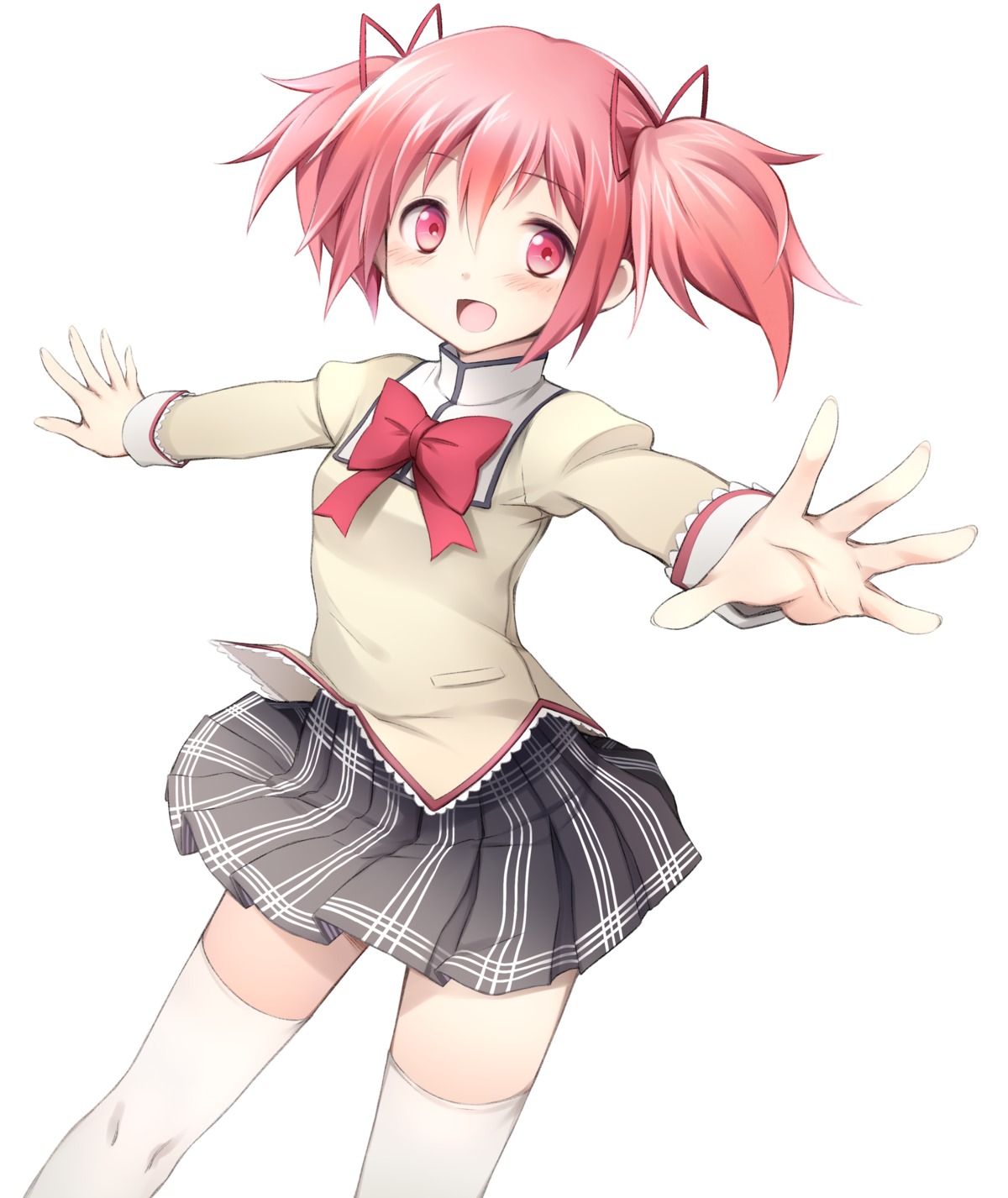 jas_(annkoromochi), kaname_madoka, mahou_shoujo_madoka_magica, seifuku, thighhighs