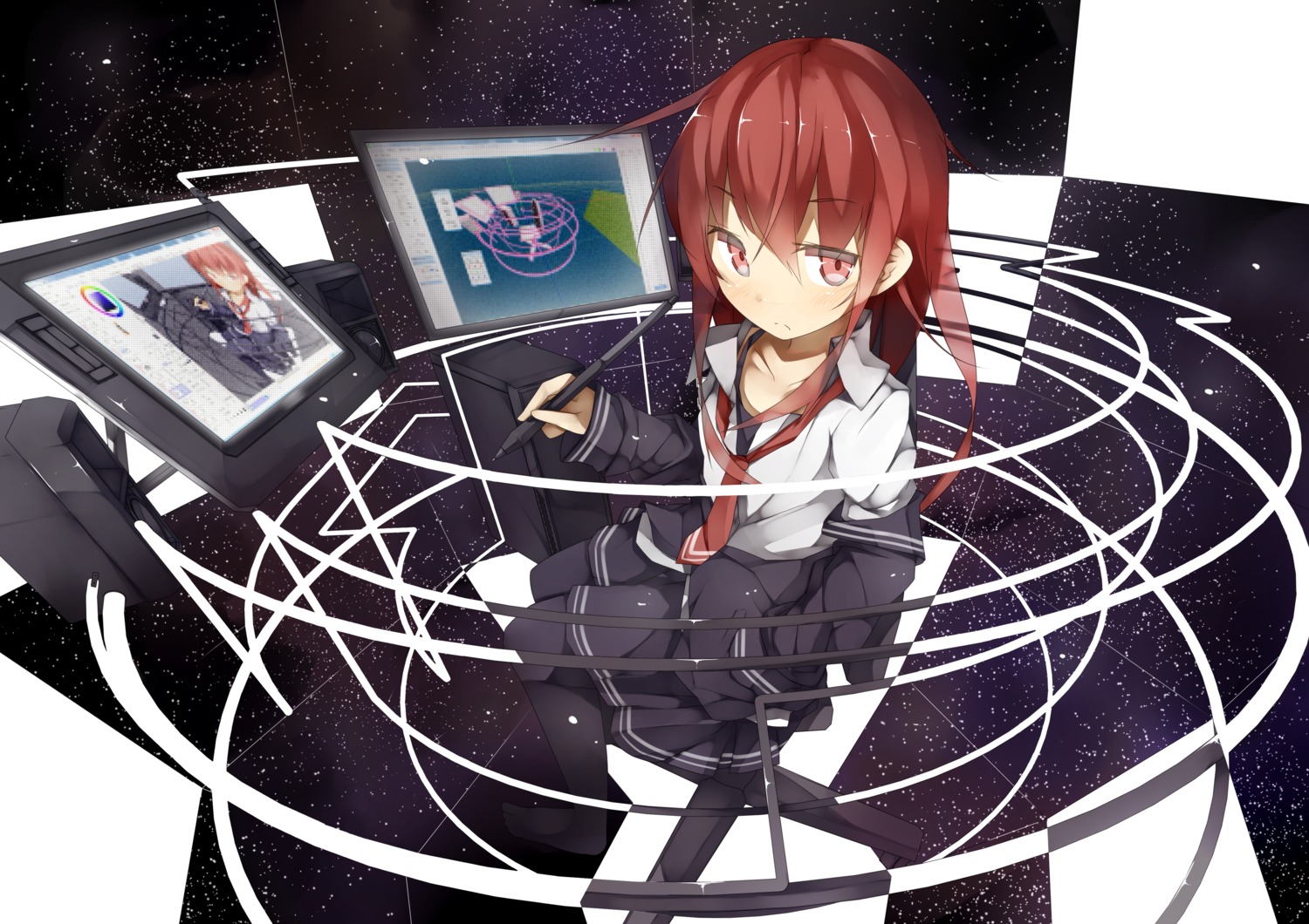 jpeg_artifacts, pantyhose, seifuku, yadokari