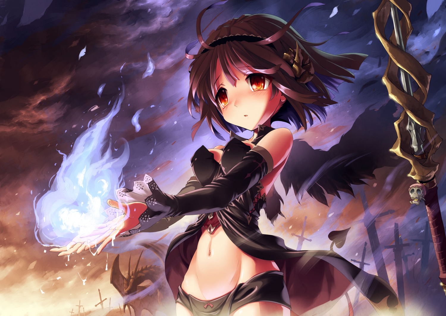 horns, jpeg_artifacts, kankurou, monster, sword, wings