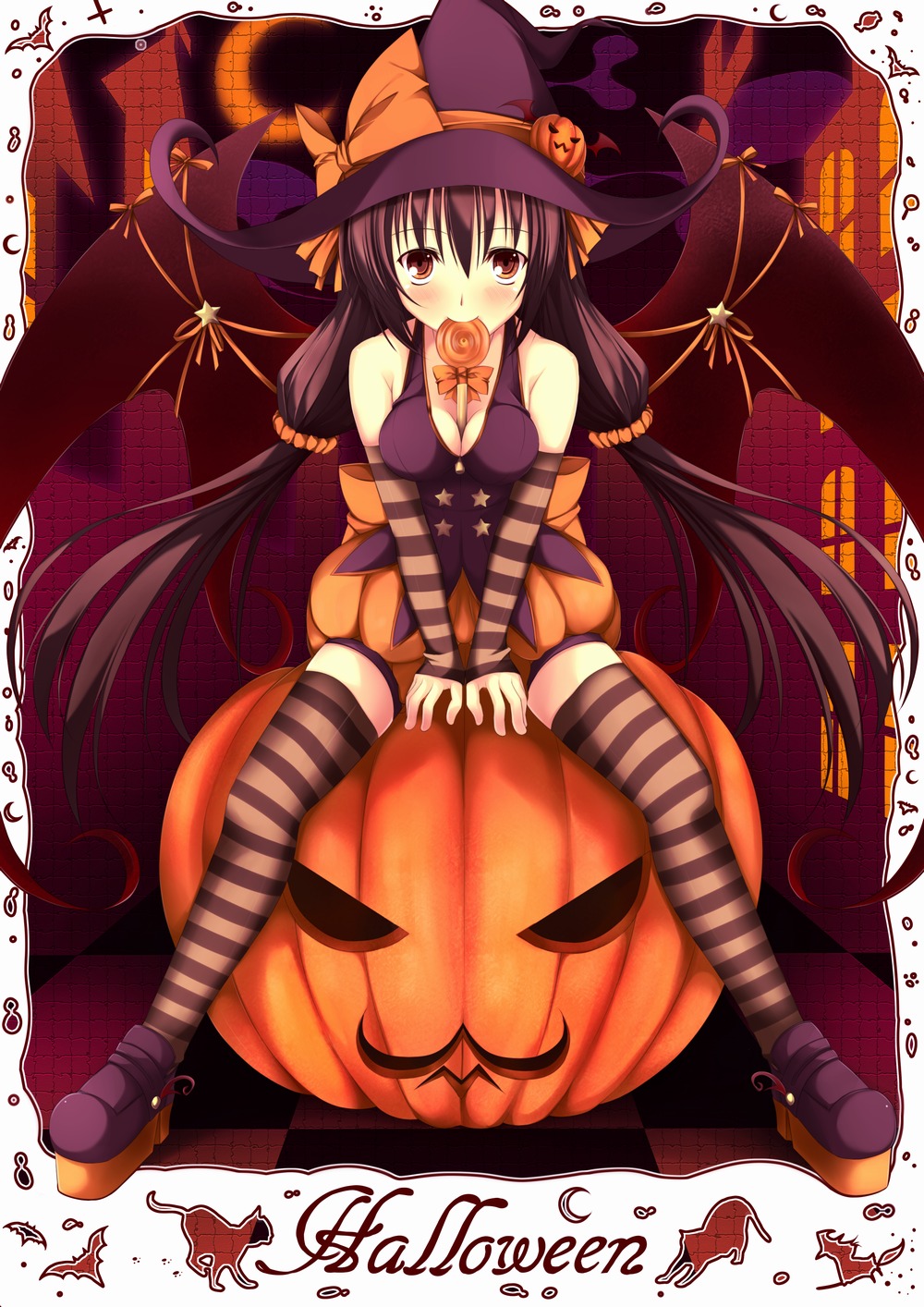 cleavage, halloween, nanahosi_seiiki, thighhighs, wings