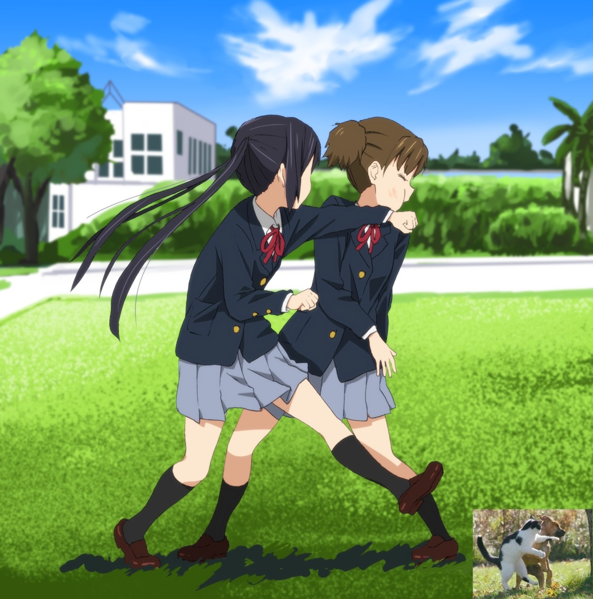 k-on!, nakano_azusa, seifuku, suzuki_jun, watanore