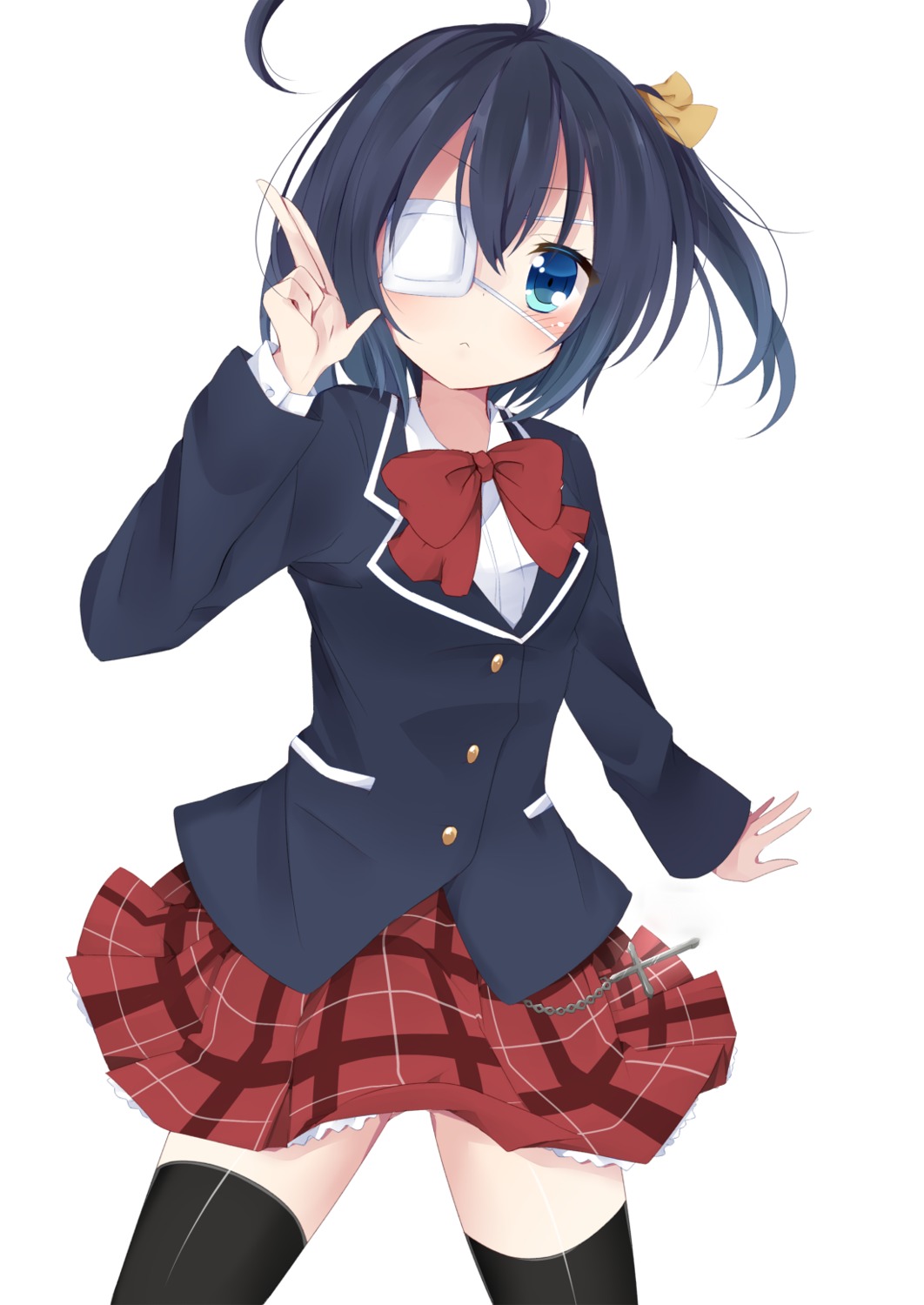 chuunibyou_demo_koi_ga_shitai!, eyepatch, kzom, seifuku, takanashi_rikka, thighhighs