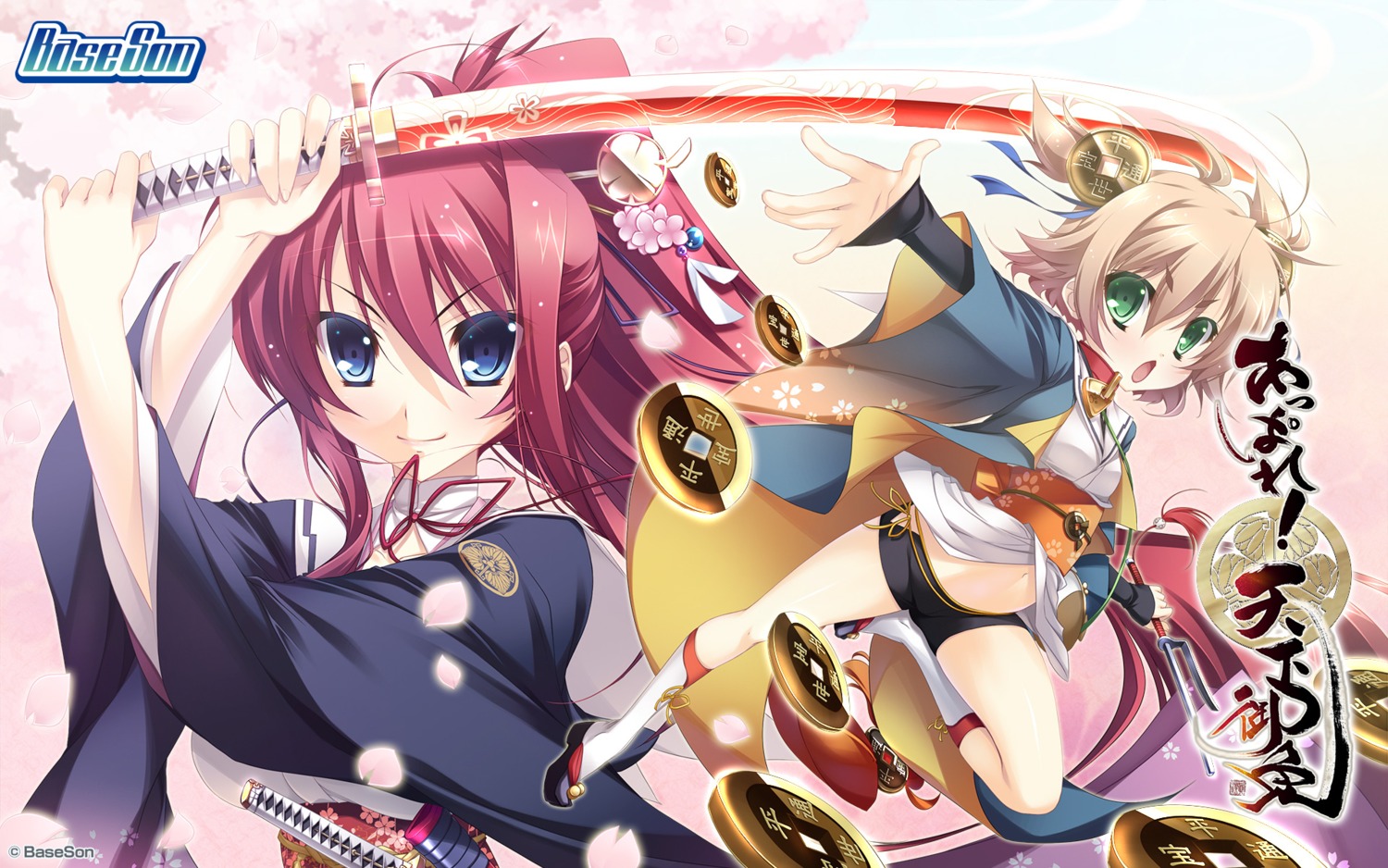appare!_tenka_gomen, baseson, bike_shorts, katagiri_hinata, sword, tokugawa_yoshine, wallpaper