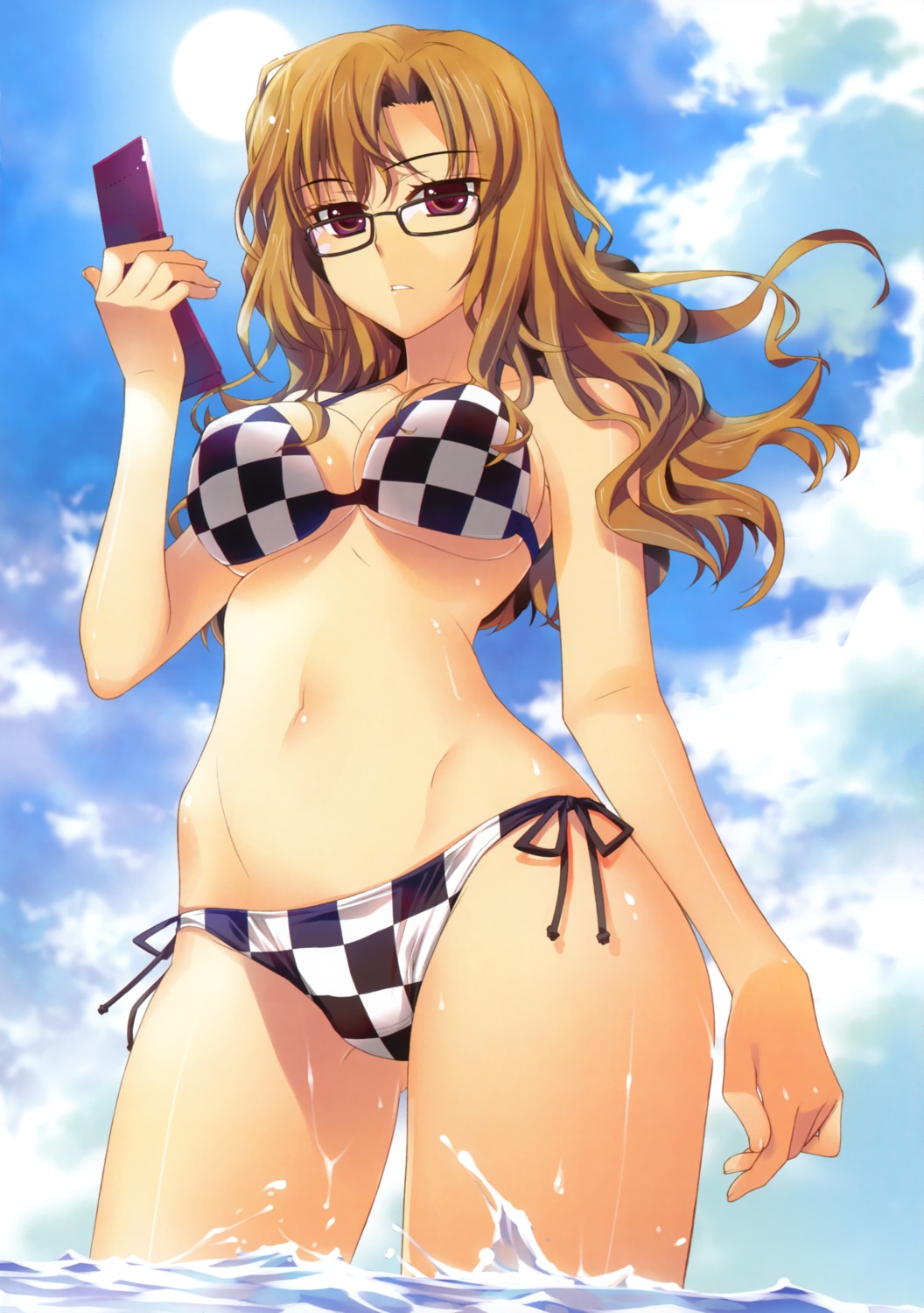 bikini, cleavage, fujima_takuya, kiryu_moeka, steins;gate, swimsuits, underboob, wet
