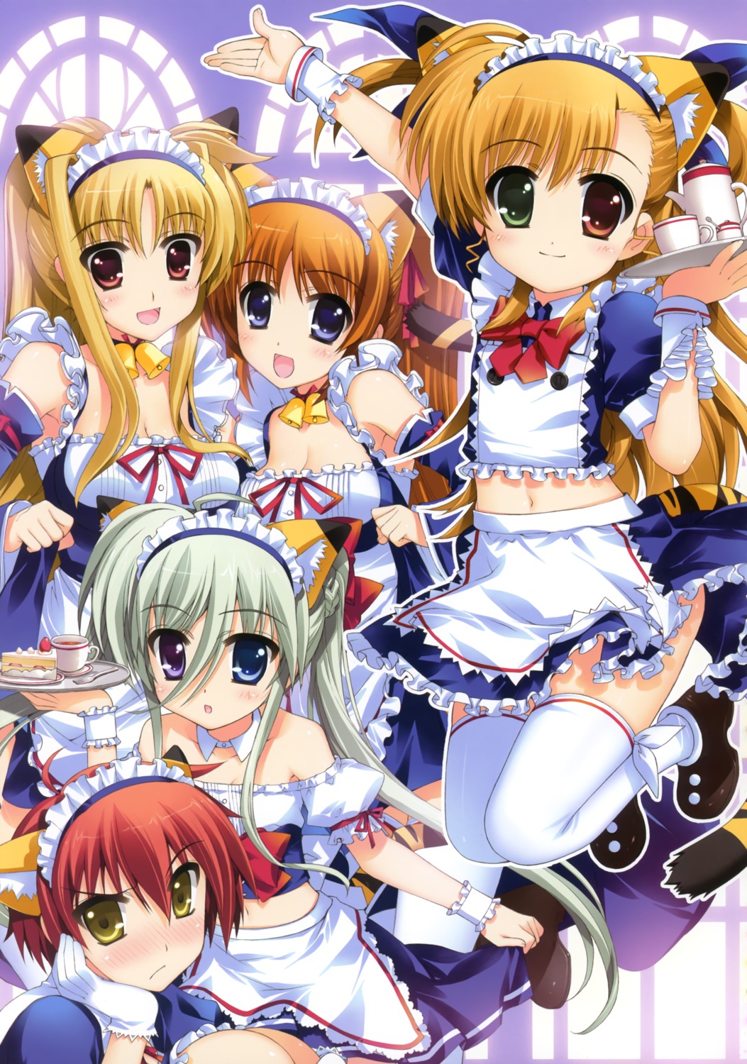 animal_ears, cleavage, einhart_stratos, fate_testarossa, fujima_takuya, heterochromia, mahou_shoujo_lyrical_nanoha, mahou_shoujo_lyrical_nanoha_vivid