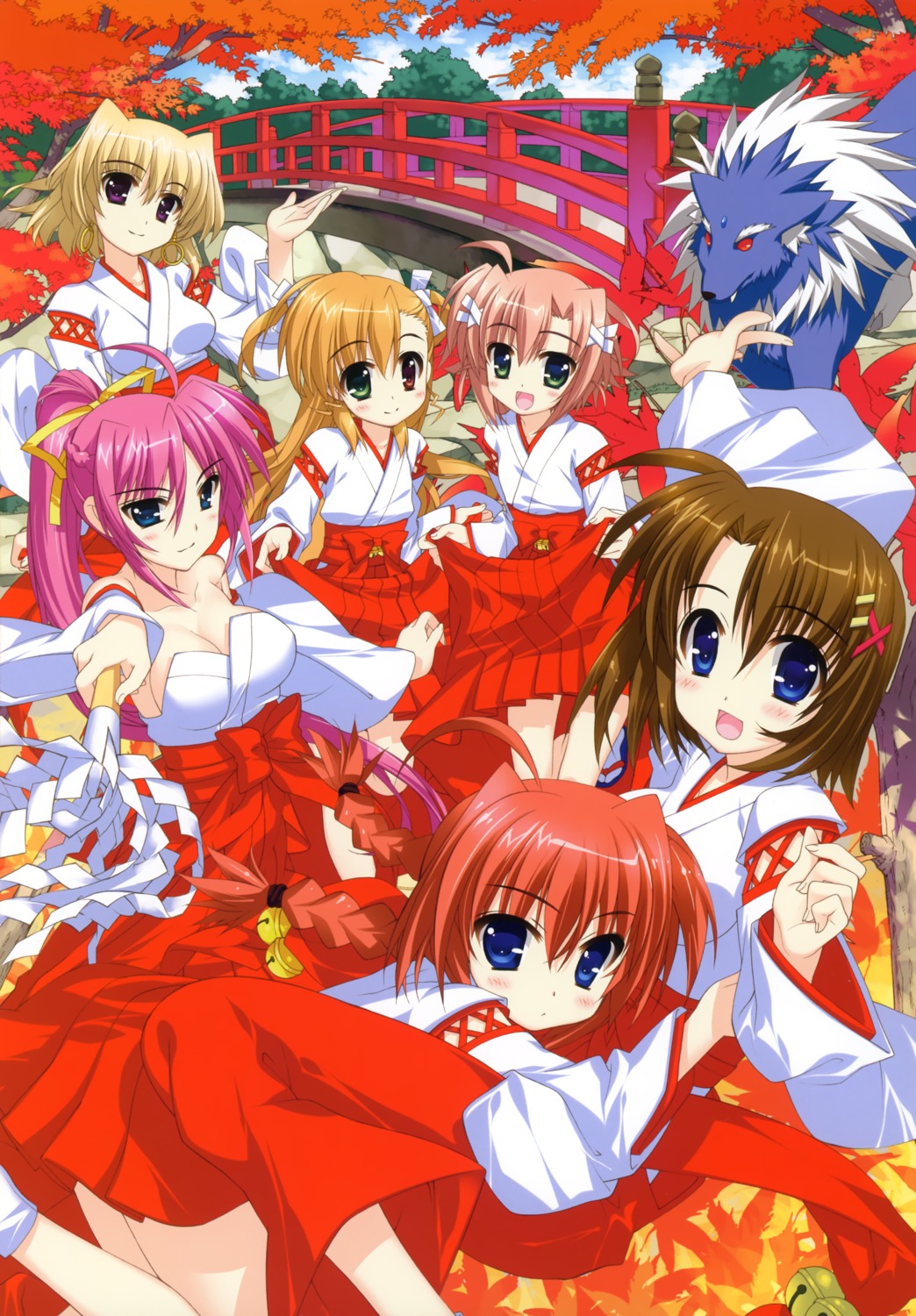 cleavage, fujima_takuya, heterochromia, mahou_shoujo_lyrical_nanoha, mahou_shoujo_lyrical_nanoha_vivid, miko, miura_rinaldi, shamal