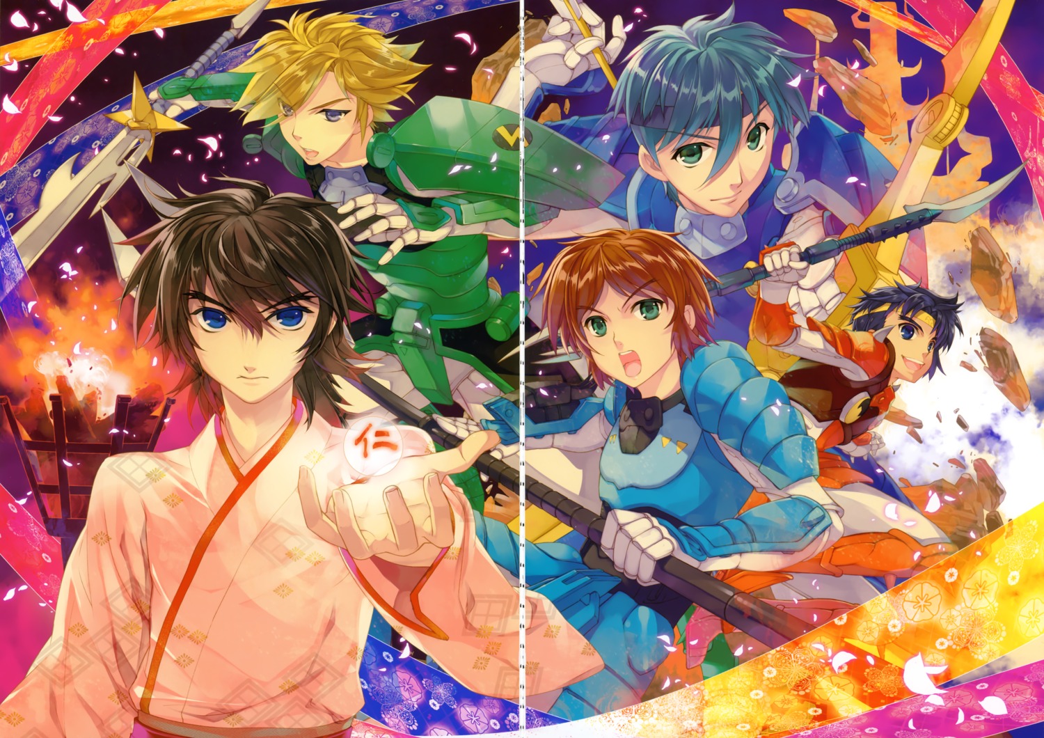 armor, date_seiji, fujima_takuya, gap, hashiba_touma, kimono, male, mouri_shin