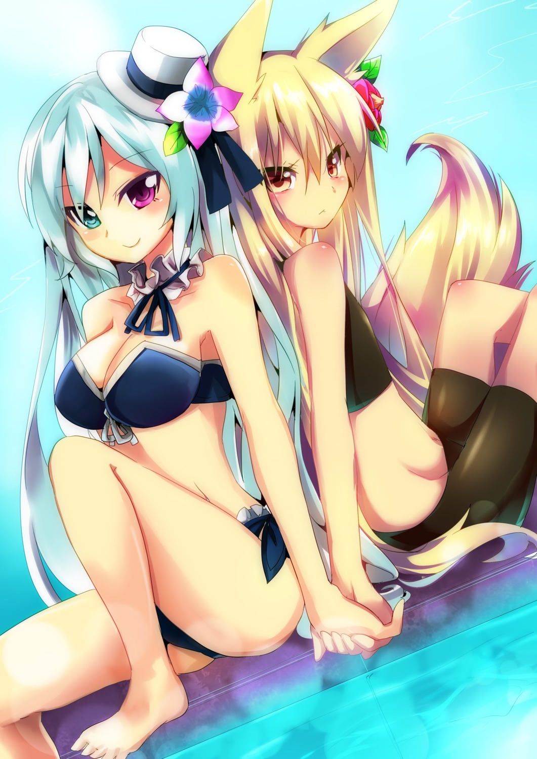 animal_ears, bikini, cleavage, kitsune, niyori, swimsuits, tail