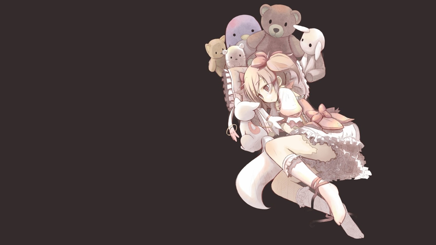 dress, kaname_madoka, kyubey, mahou_shoujo_madoka_magica, nabana, wallpaper