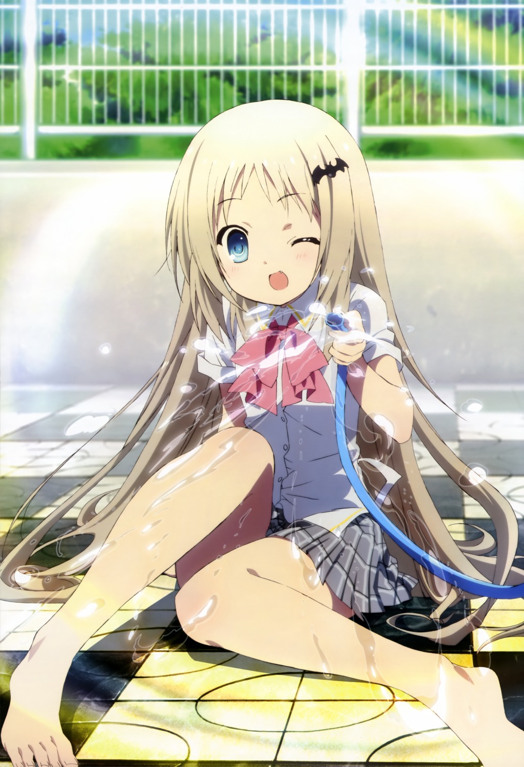 kametani_kyouko, little_busters!, noumi_kudryavka, seifuku, wet_clothes