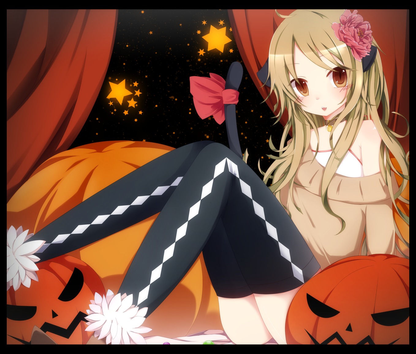 animal_ears, halloween, nekomimi, tail, thighhighs, tsukiko
