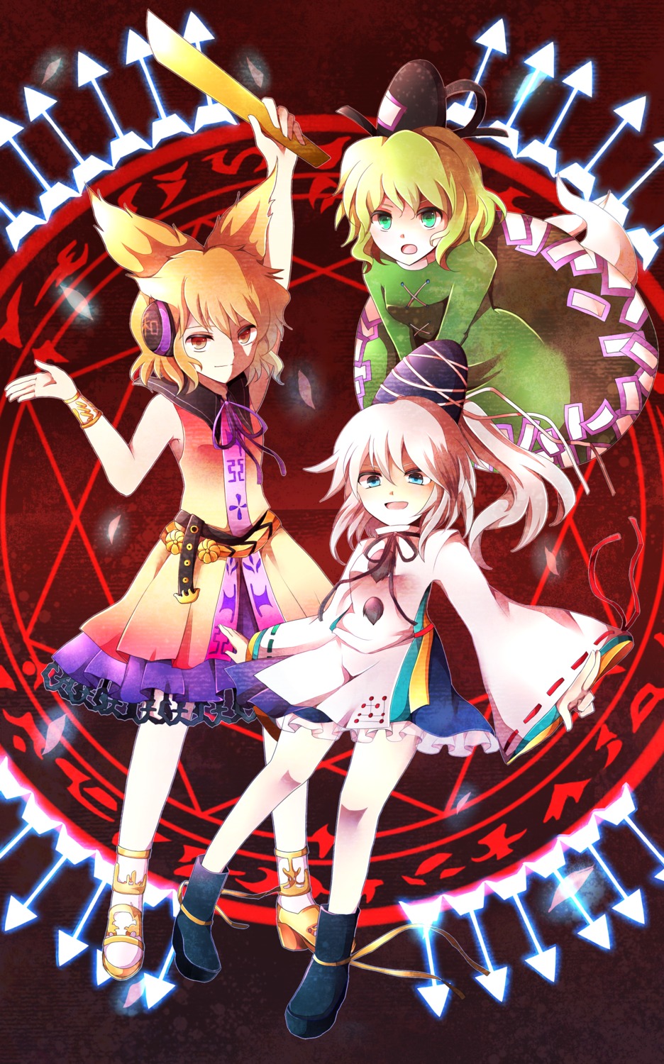 kuroi_paseri, mononobe_no_futo, soga_no_tojiko, touhou, toyosatomimi_no_miko