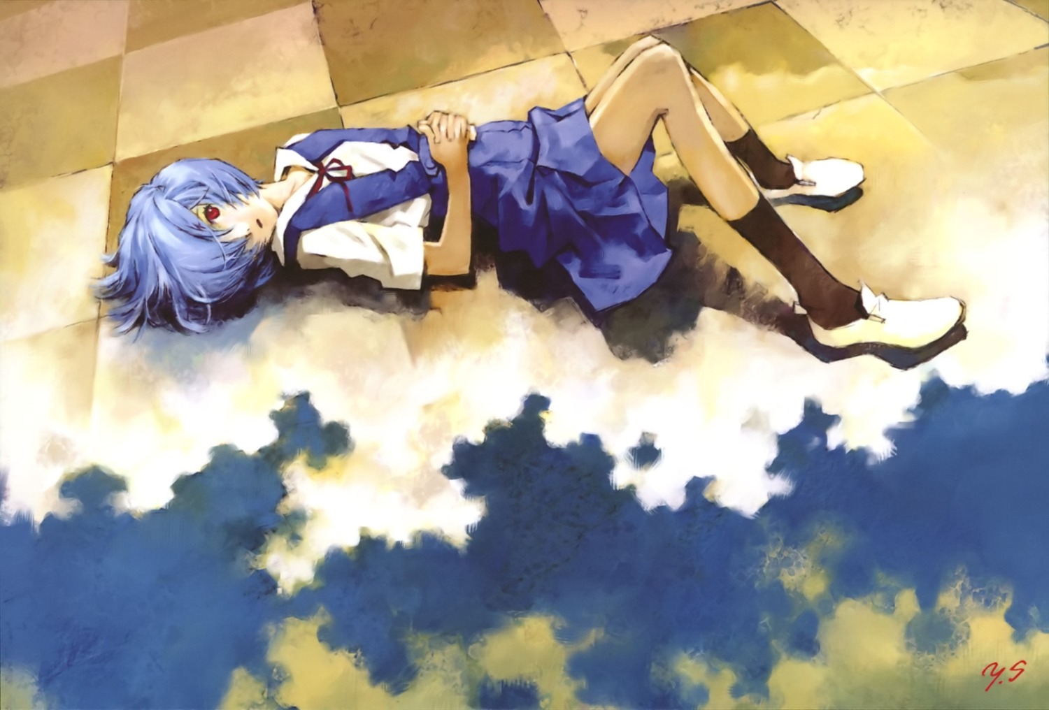 ayanami_rei, neon_genesis_evangelion, sadamoto_yoshiyuki, seifuku