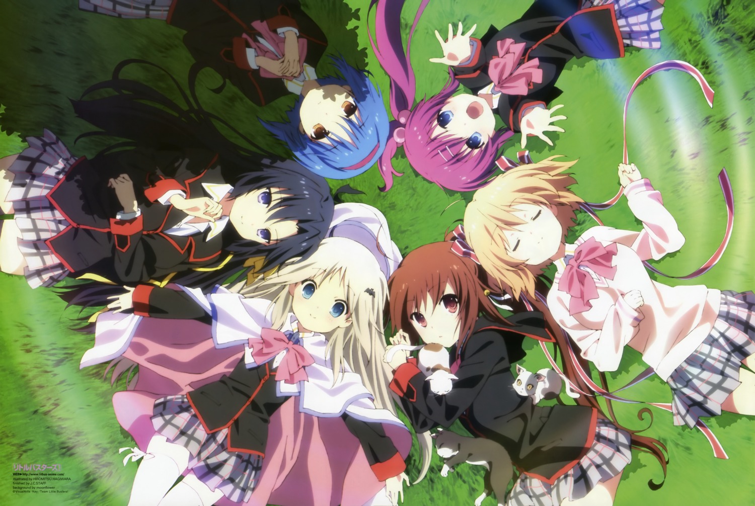hagiwara_hiromitsu, kamikita_komari, kurugaya_yuiko, little_busters!, natsume_rin, nishizono_mio, noumi_kudryavka, saigusa_haruka, seifuku, thighhighs