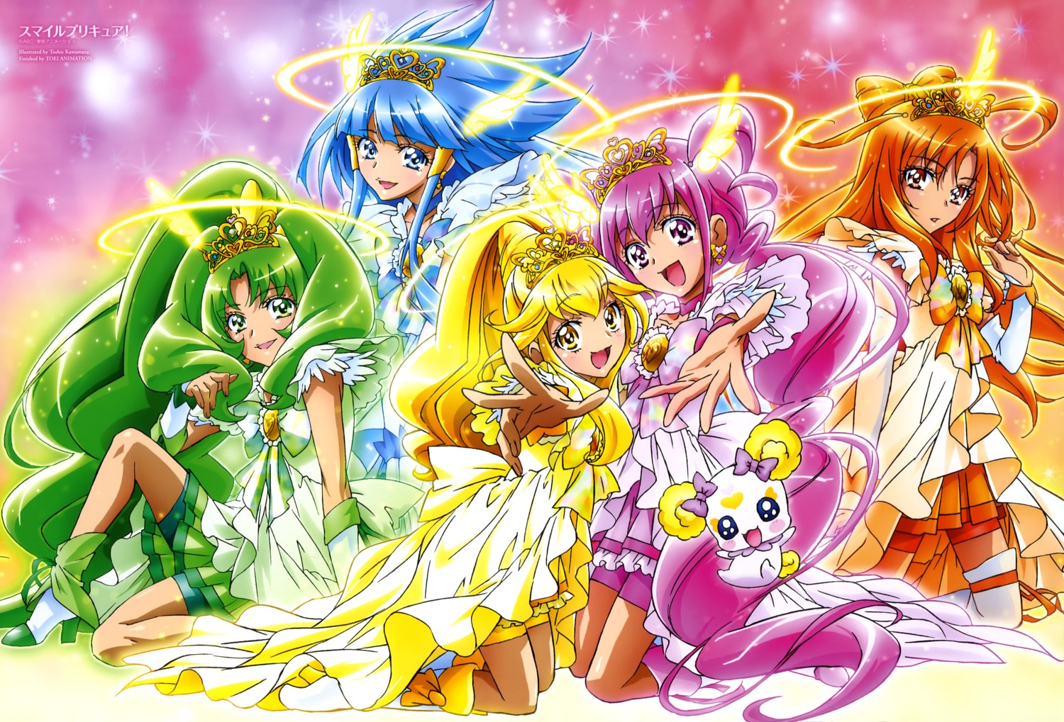 aoki_reika, candy_(smile_precure), hino_akane, hoshizora_miyuki, kawamura_toshie, kise_yayoi, midorikawa_nao, precure