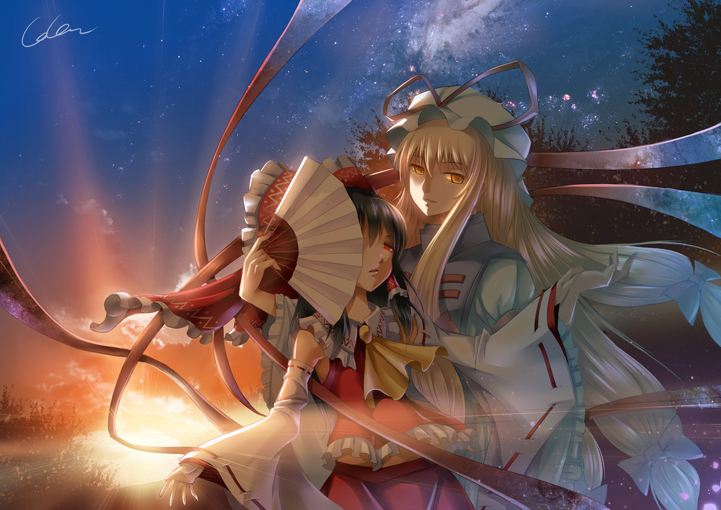 hakurei_reimu, jian_zi, miko, touhou, yakumo_yukari
