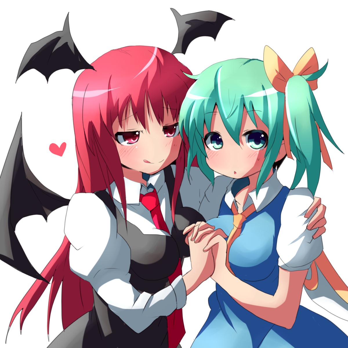 daiyousei, koakuma, kuromu, touhou, wings, yuri