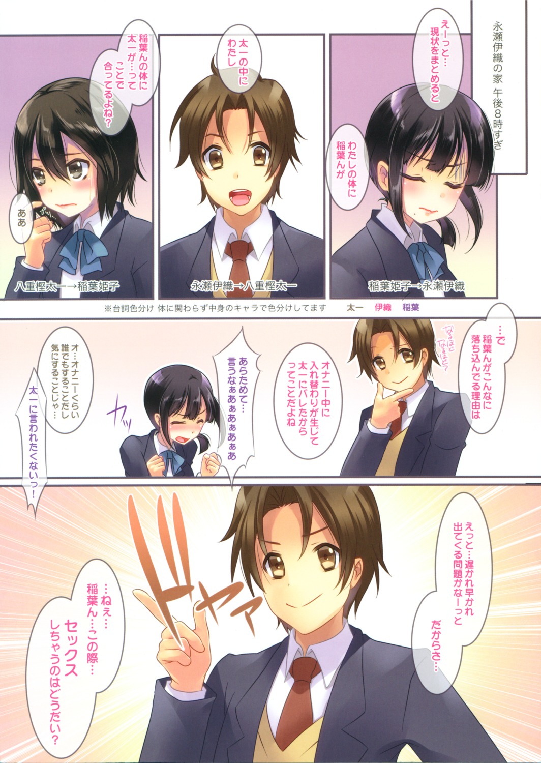 108_gou, inaba_himeko, kokoro_connect, nagase_iori, yaegashi_taichi