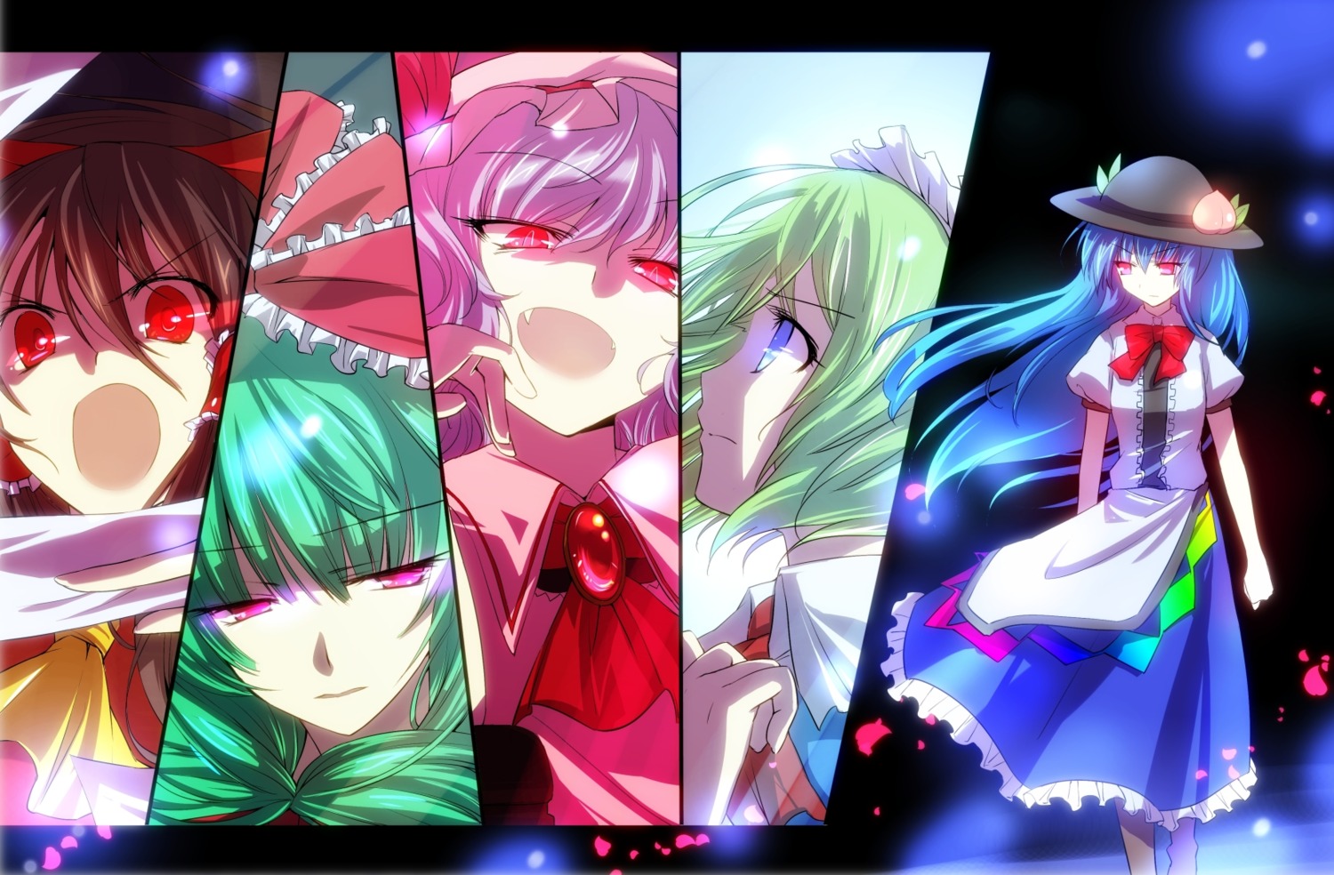 alice_margatroid, hakurei_reimu, hinanawi_tenshi, kagiyama_hina, kuro_mame, remilia_scarlet, ruukoto, touhou