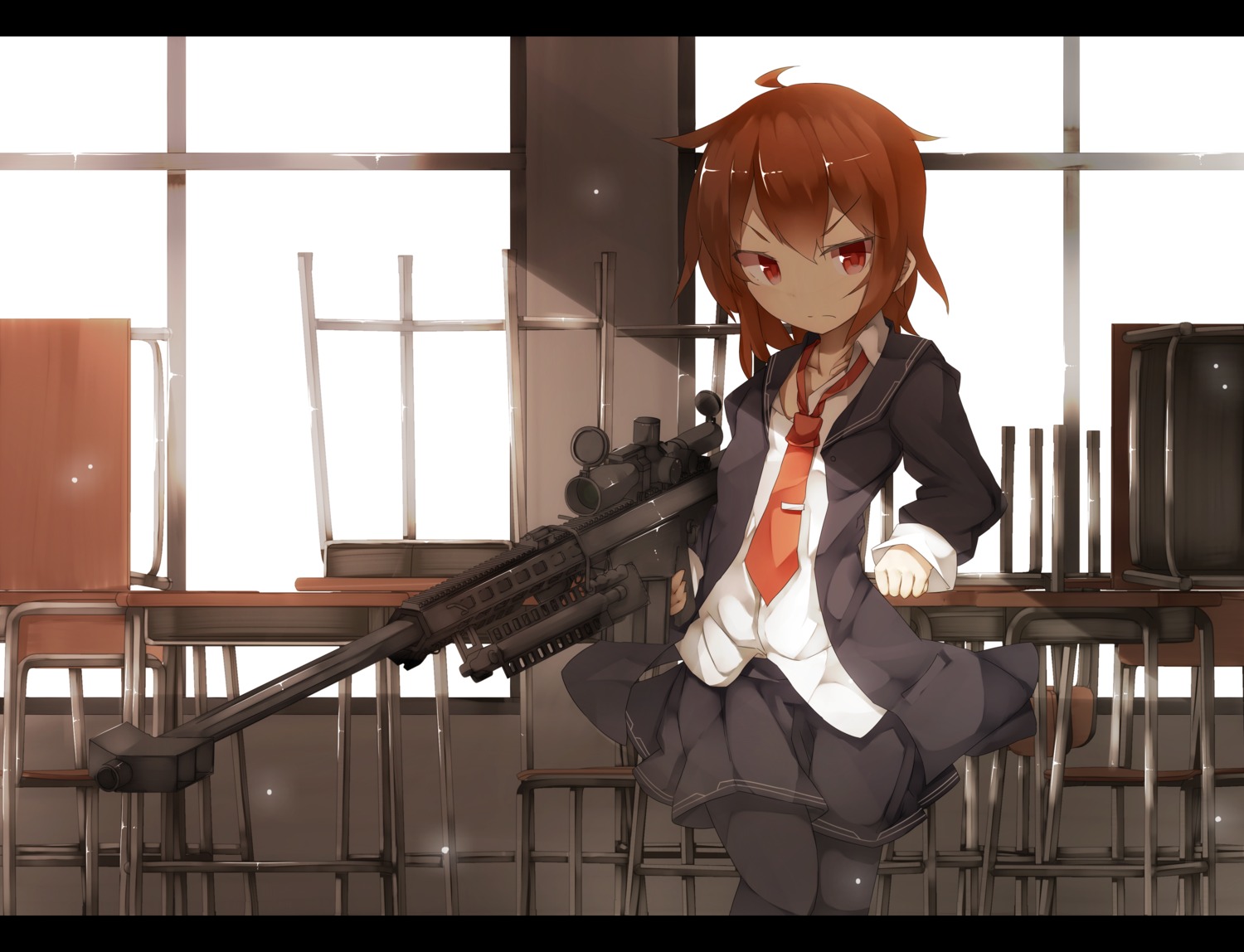 gun, pantyhose, seifuku, yadokari