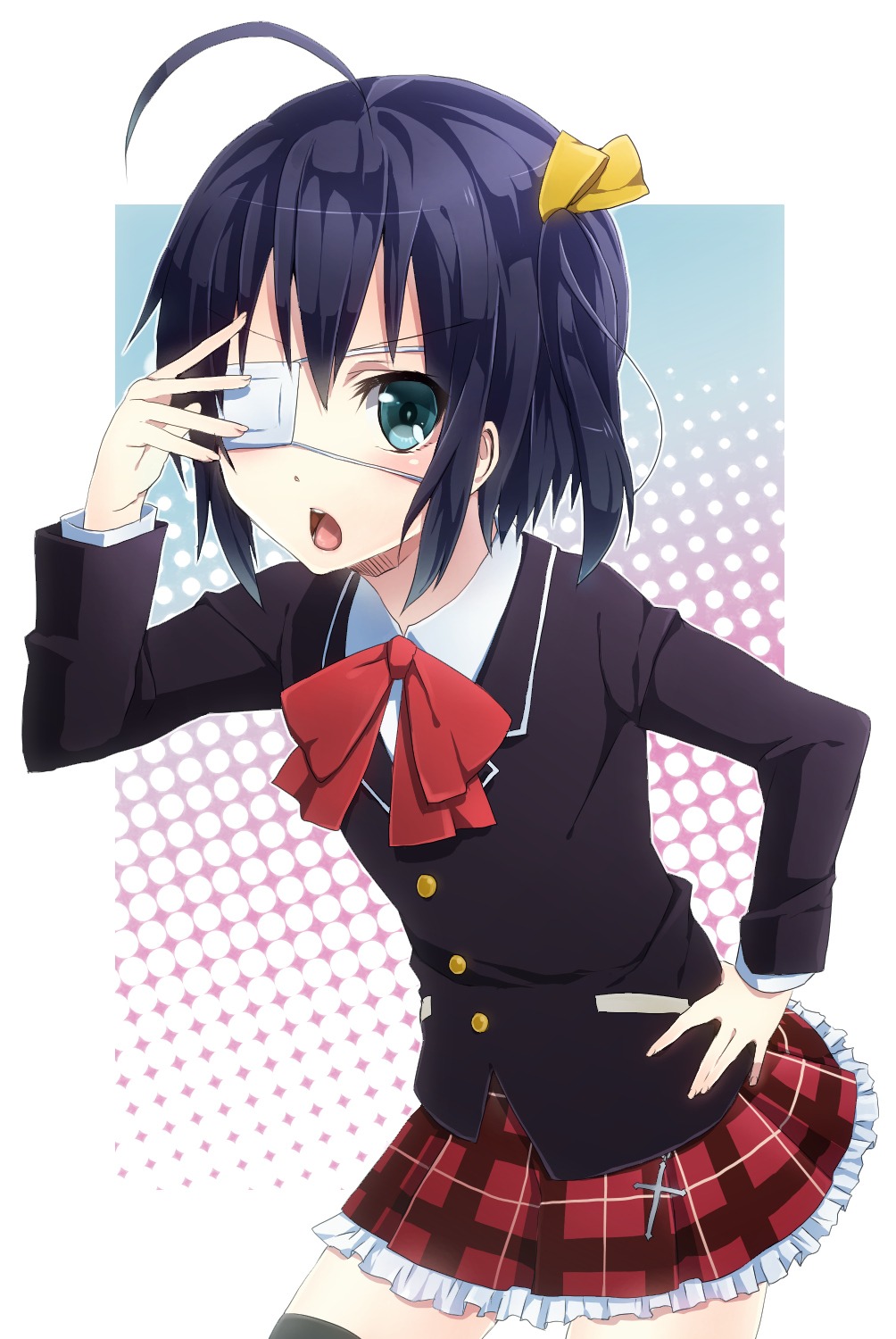 chuunibyou_demo_koi_ga_shitai!, eyepatch, kirinin, seifuku, takanashi_rikka, thighhighs
