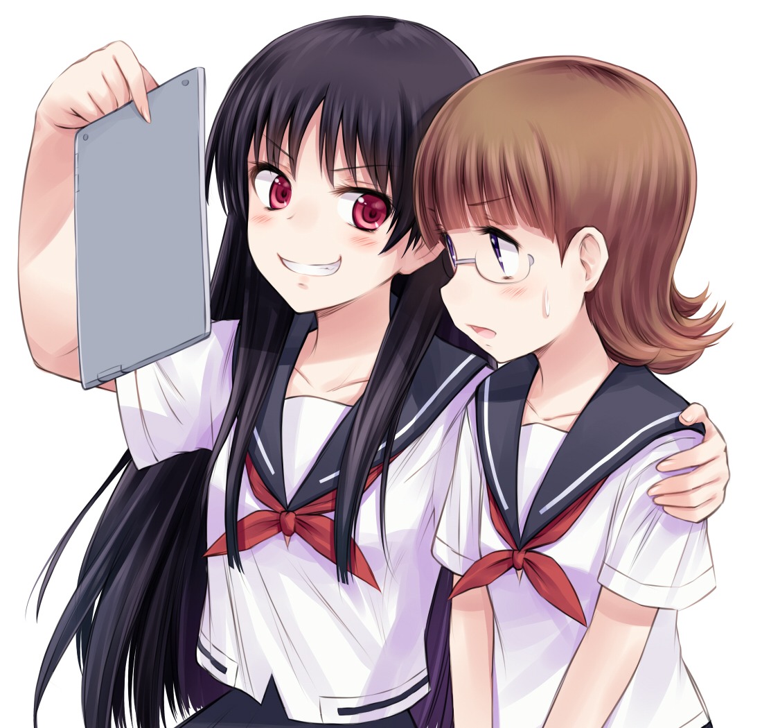 funakubo_hiroko, megane, saki, saki_achiga-hen, seifuku, shimizudani_ryuuka, suzushiro_yukari