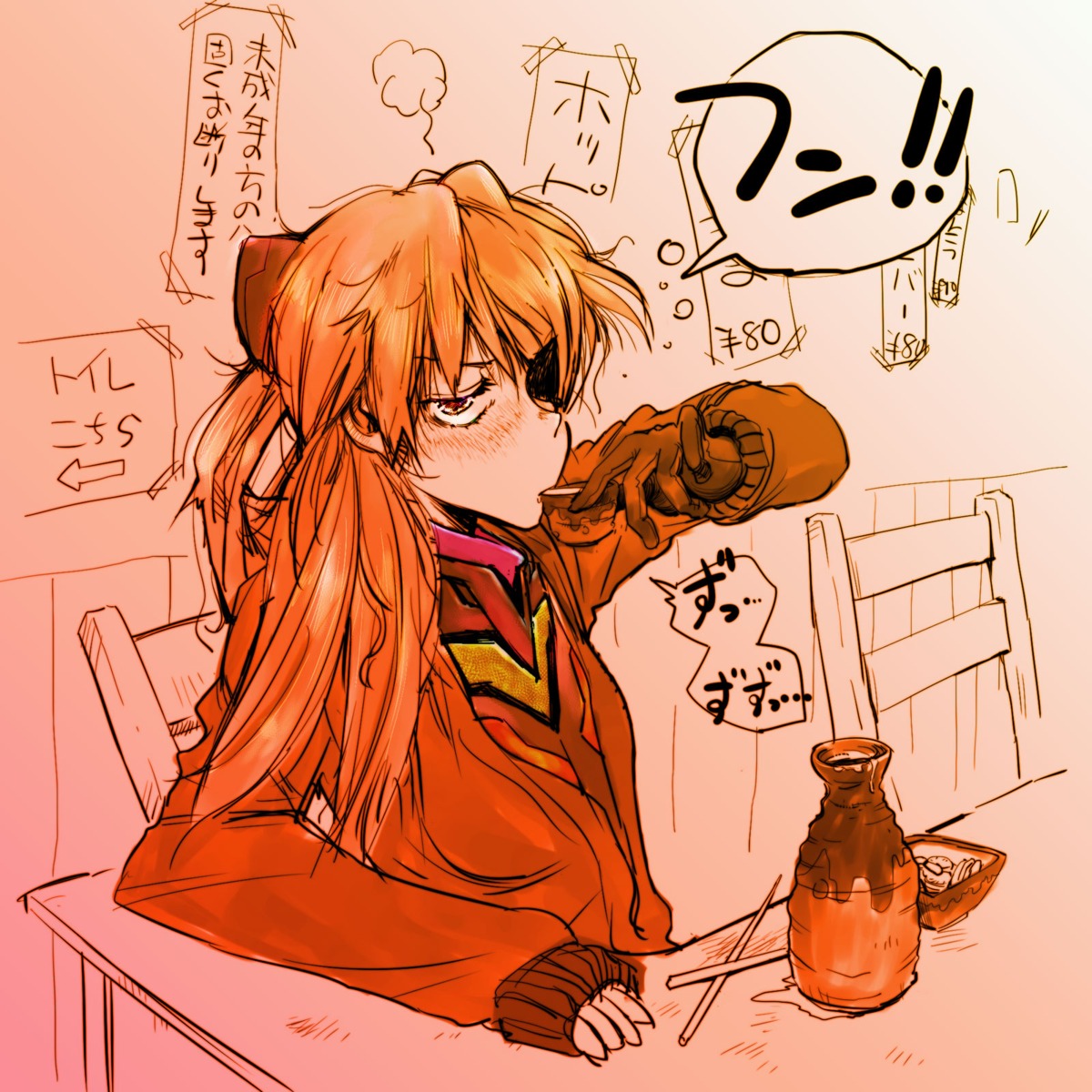 eyepatch, kaku_(artist), neon_genesis_evangelion, souryuu_asuka_langley