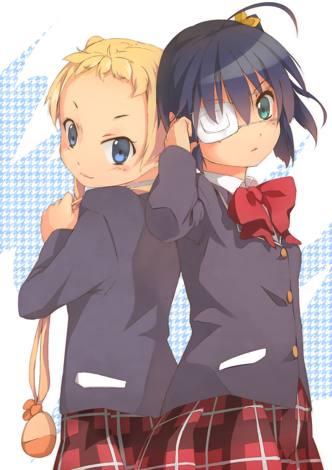 chuunibyou_demo_koi_ga_shitai!, dekomori_sanae, eyepatch, foge, seifuku, takanashi_rikka