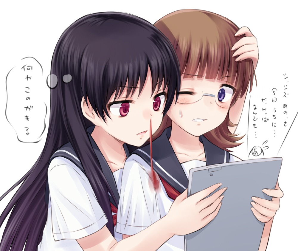 blood, funakubo_hiroko, megane, saki, saki_achiga-hen, seifuku, shimizudani_ryuuka, suzushiro_yukari