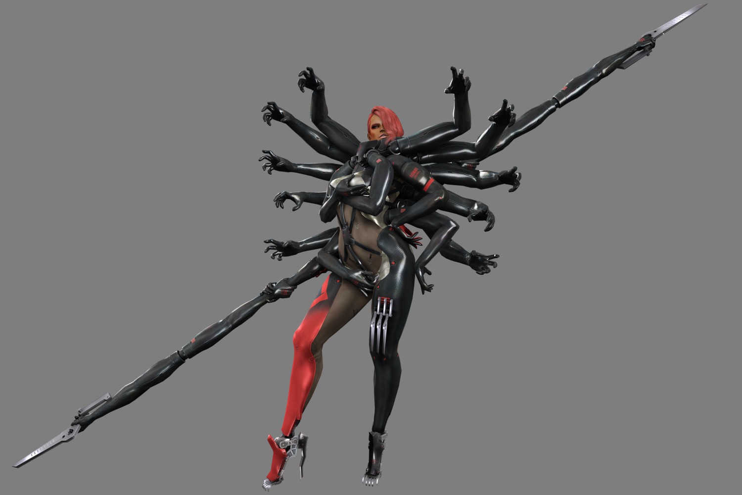 bodysuit, breast_hold, cg, heels, metal_gear, metal_gear_rising, mistral_(metal_gear_rising), transparent_png