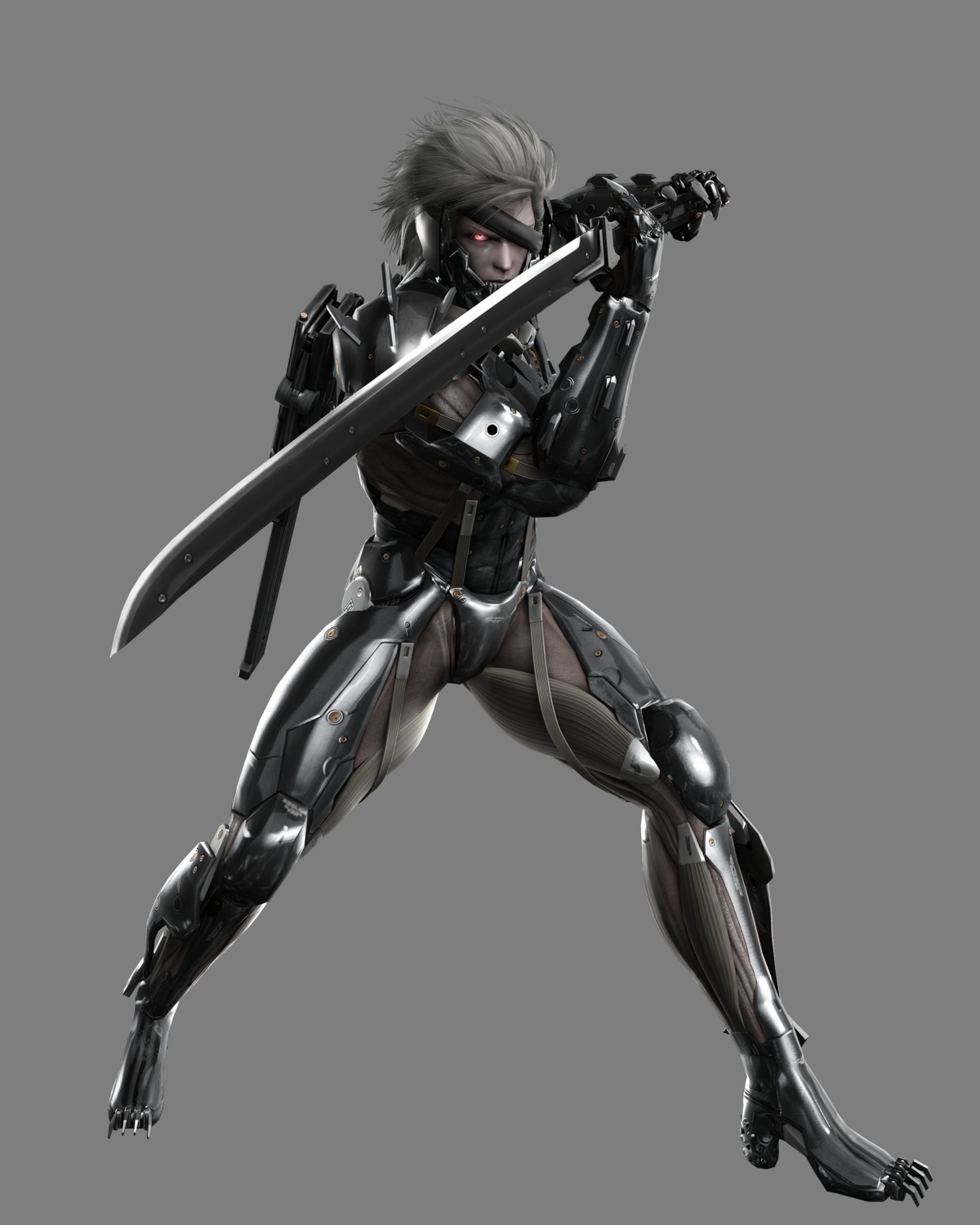 armor, cg, eyepatch, male, metal_gear_rising, raiden, sword, transparent_png
