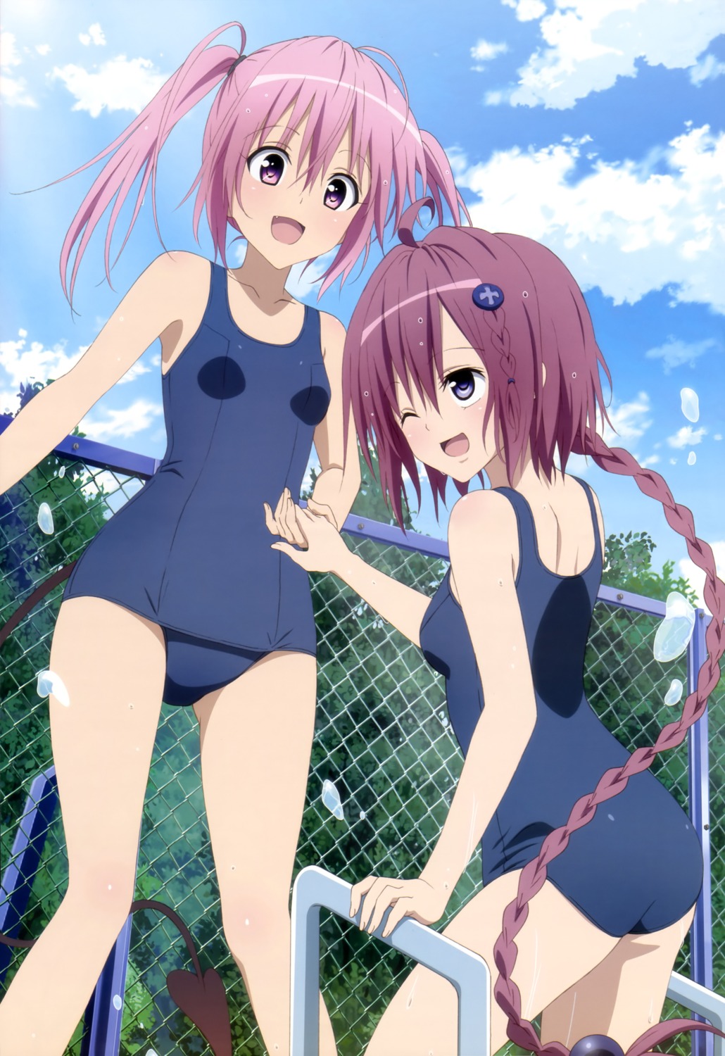 fujiwara_natsuko, kurosaki_mea, nana_asta_deviluke, school_swimsuit, swimsuits, to_love_ru, to_love_ru_darkness, wet