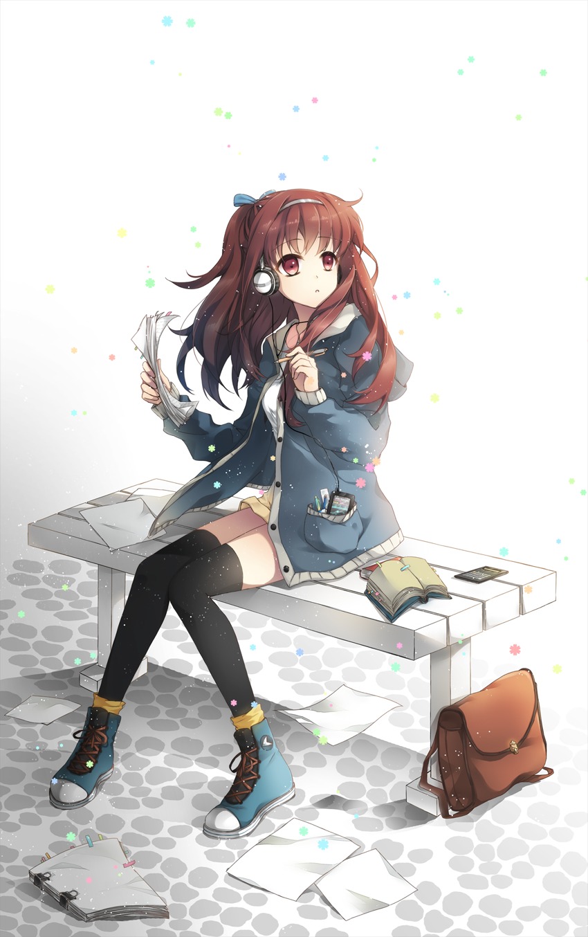akara, headphones, thighhighs