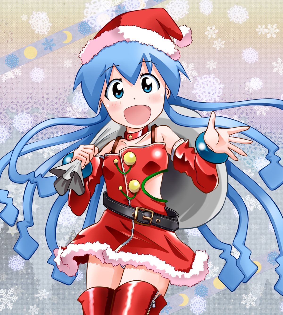 christmas, ikamusume, rokushaku_neko, shinryaku!_ikamusume, thighhighs