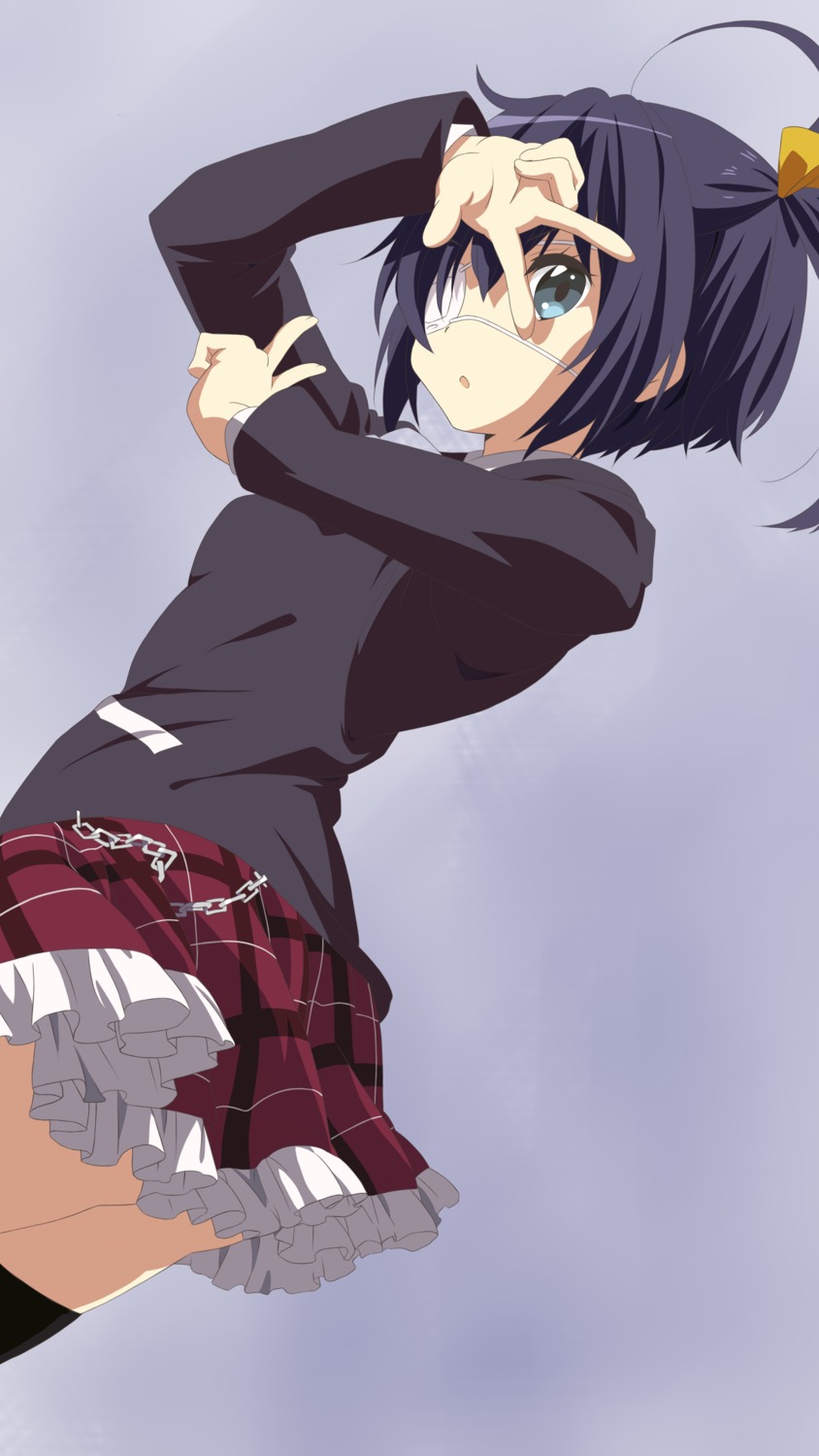 chuunibyou_demo_koi_ga_shitai!, eyepatch, seifuku, takanashi_rikka, thighhighs, touhu, vector_trace