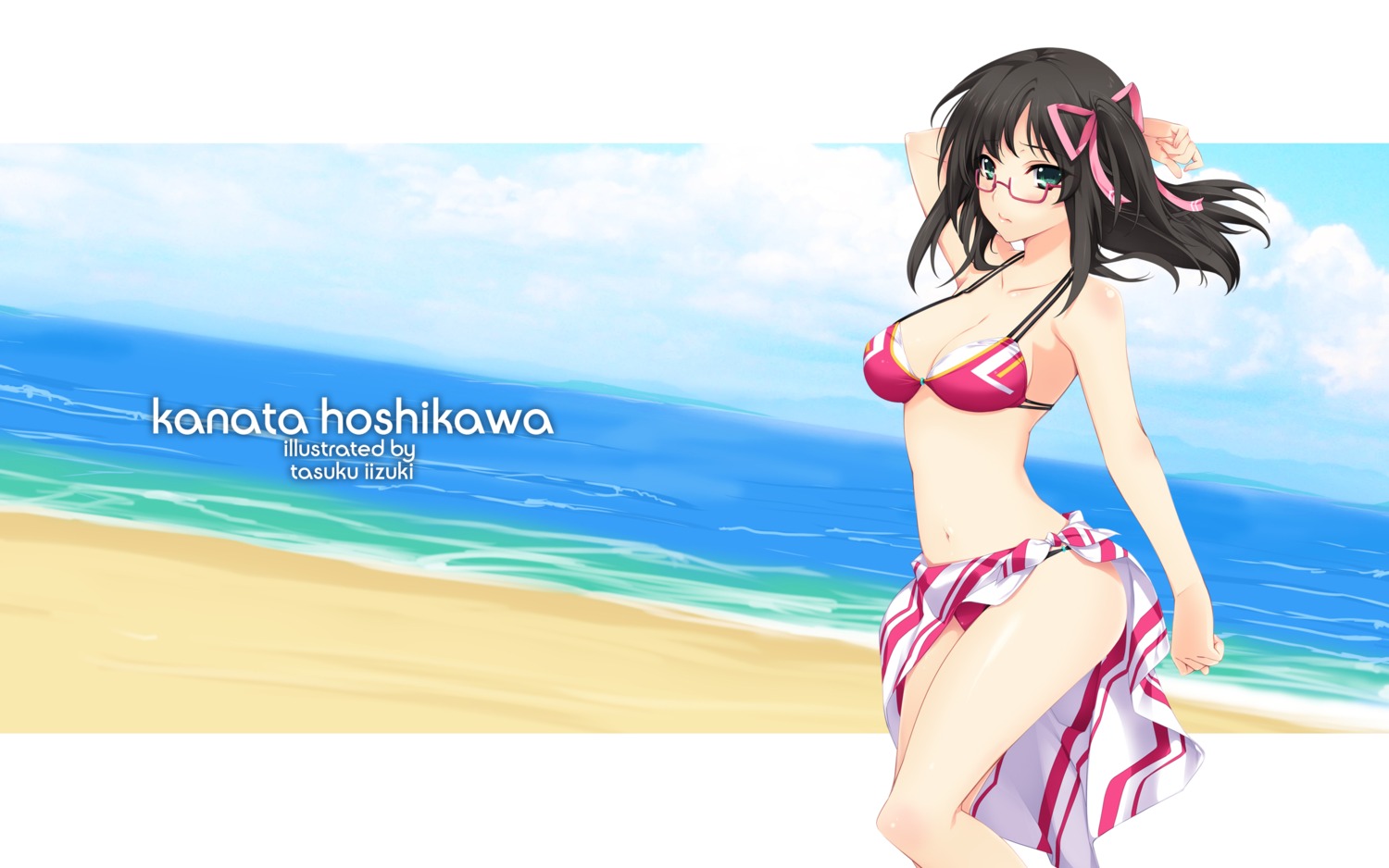 bikini, cleavage, culture_japan, hoshikawa_kanata, iizuki_tasuku, megane, swimsuits, wallpaper