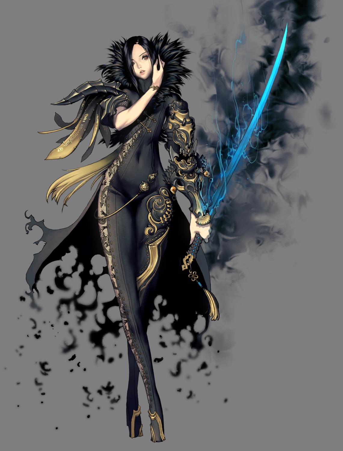 blade_&_soul, bodysuit, jin_varel, kim_hyung-tae, sword, transparent_png