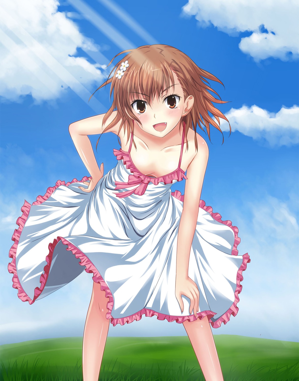 cleavage, dress, kamiko_to_seiryoku, misaka_mikoto, toaru_kagaku_no_railgun, toaru_majutsu_no_index